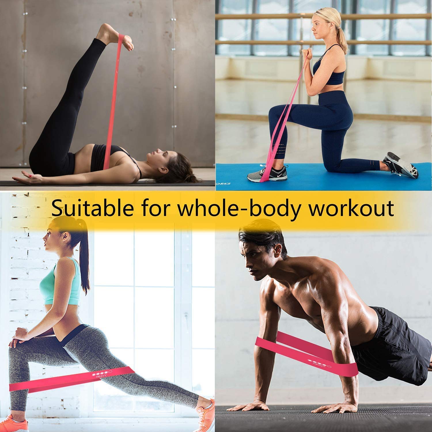 AOYOMO Bandas De Resistencia Elásticas con 5 Niveles Ejercicios Cintas Elasticas Fitness de Látex Natural, Bandas Elasticas Musculacion para para Yoga, Pilates, Crossfit, Estiramientos