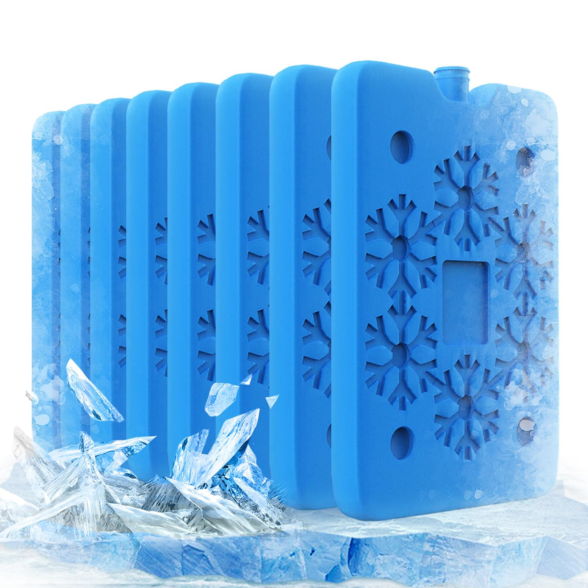TYWGZVZ Paquete de 8 Hielos Reutilizables para Lonchera, Bolsa de Hielo Ultra Delgada para Hielera, Talla XL, Azul, ¡Mantiene LOS Alimentos FRÍOS por MÁS Tiempo!