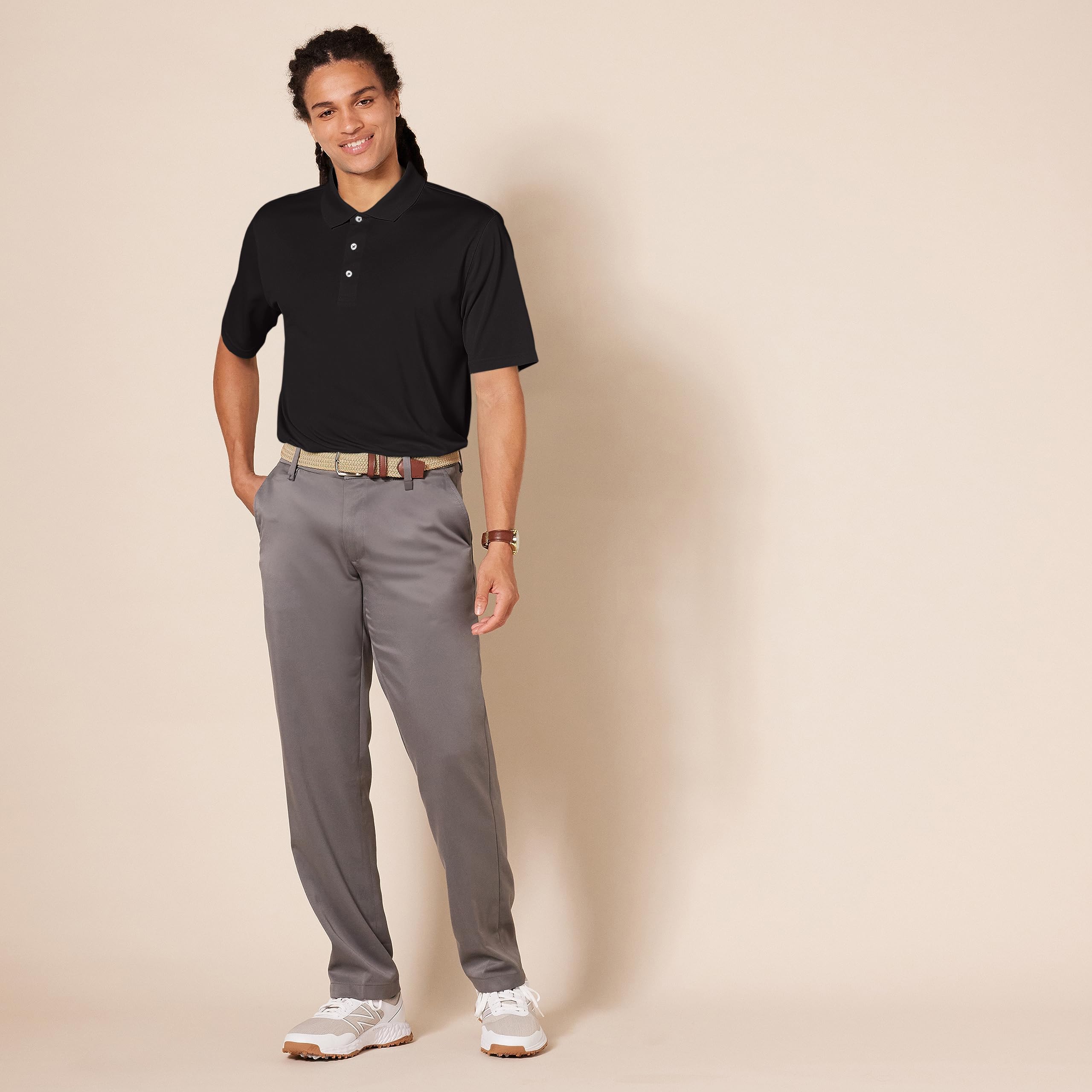 Amazon Essentials - Polo de golf de secado rápido para hombre (disponible en tallas grandes y altas), color negro, talla G