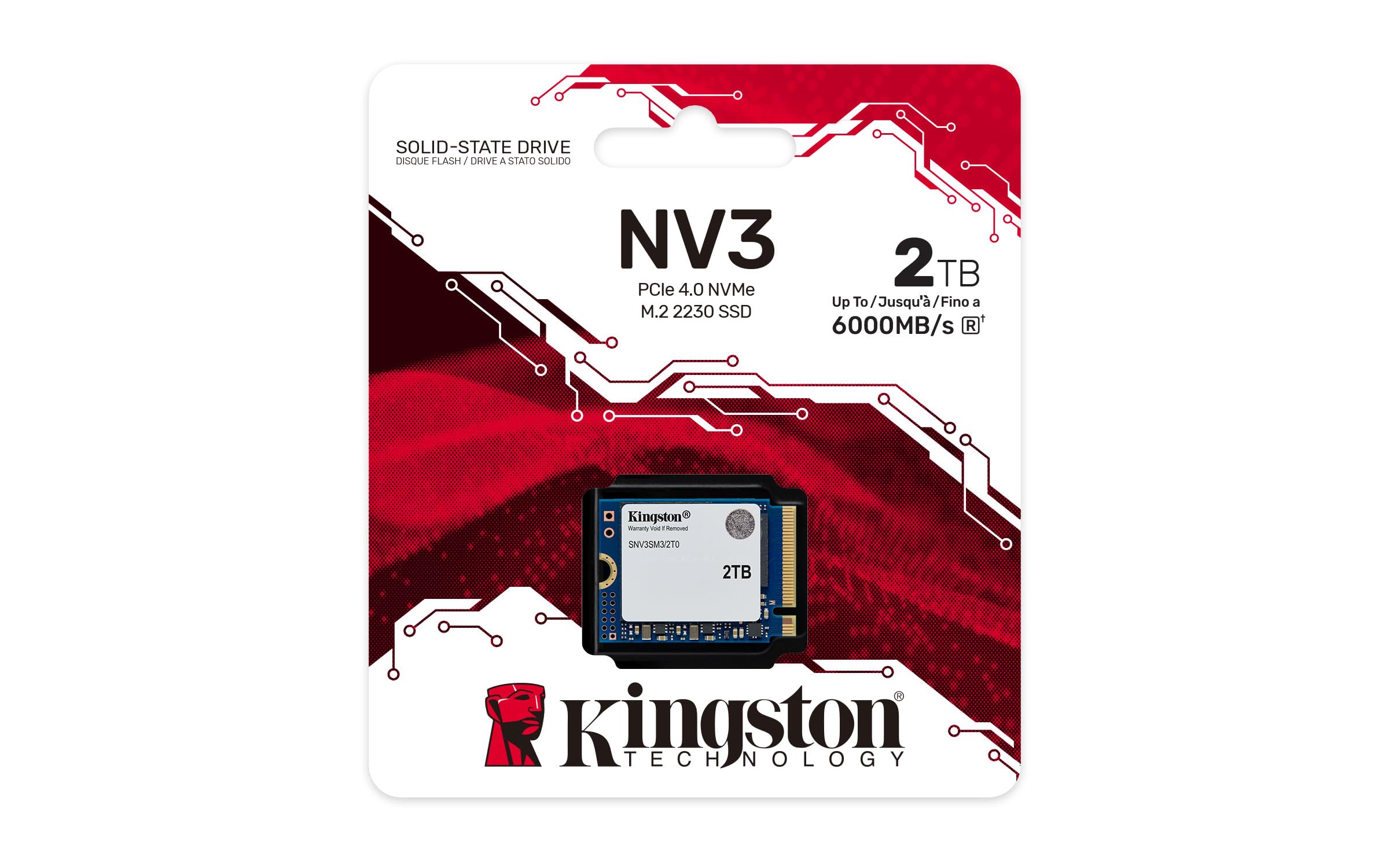 Kingston SSD NV3, Capacidad: 2TB, Factor de Forma: M.2 2230, Interfaz: NVMe PCIe Gen 4.0 x 4 Carriles, Lectura: 6000MB/s y Escritura: 5000MB/s, SKU: SNV3SM3/2T0