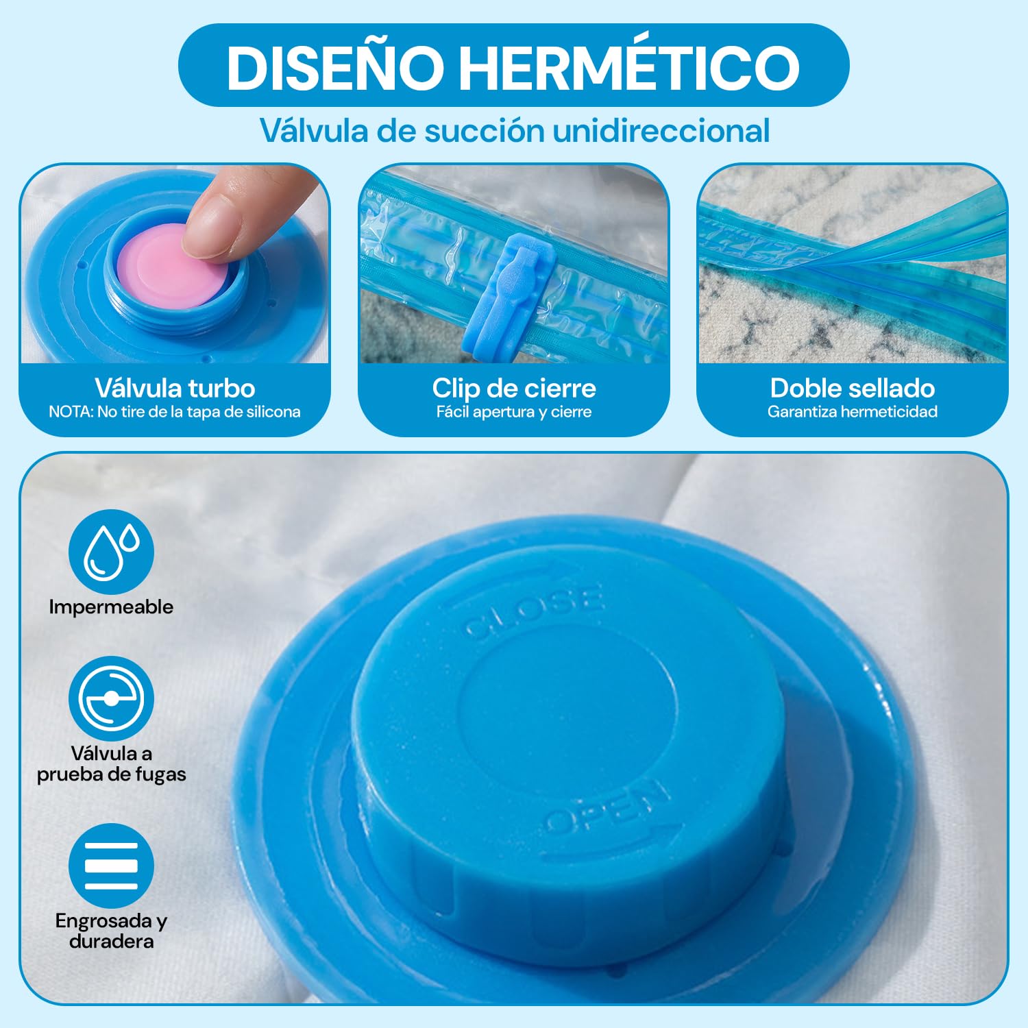 6 Piezas Bolsas de Almacenamiento al Vacío con Bomba Eléctrica, Almacenamiento Reutilizable, Bolsas de Compresión para Ahorrar Espacio 80%, Almacenar Edredones ropa Almohadas Mantas (80 * 120 6 pcs)