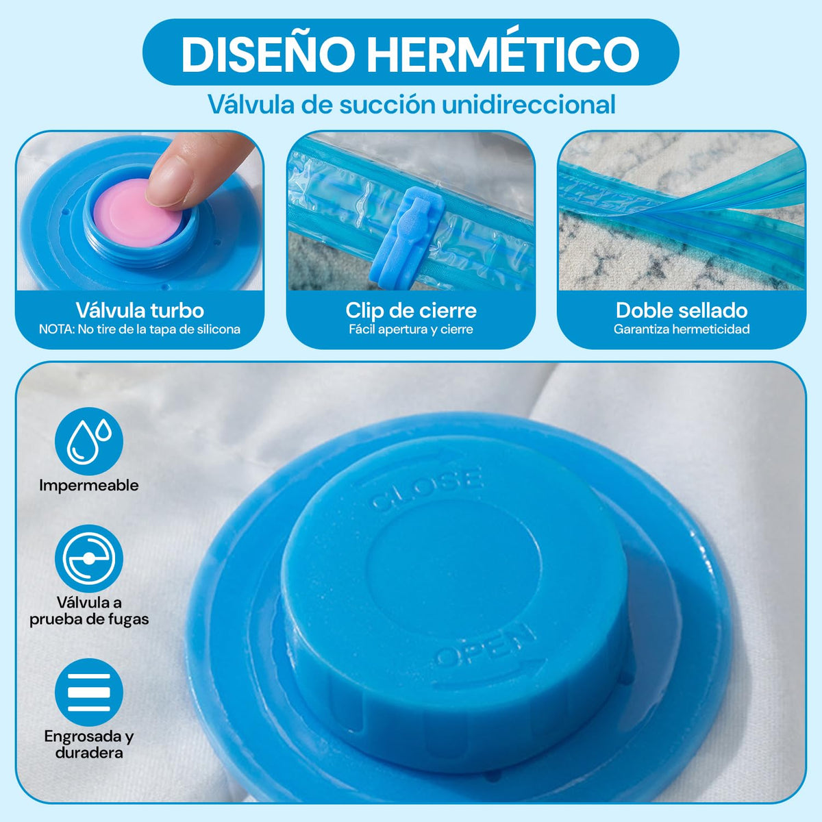 6 Piezas Bolsas de Almacenamiento al Vacío con Bomba Eléctrica, Almacenamiento Reutilizable, Bolsas de Compresión para Ahorrar Espacio 80%, Almacenar Edredones ropa Almohadas Mantas (80 * 120 6 pcs)