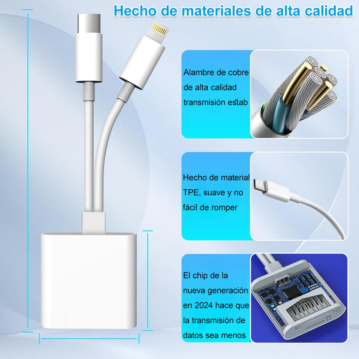 Eynshoo Lector de Tarjetas SD de Doble línea 2 en 1, Lector de Tarjetas SD/Micro SD para iPhone/iPad, Lectora De Tarjetas de Memoria SD para Cámara Digital Card Compatible con SD Card/SDXC/SDHC