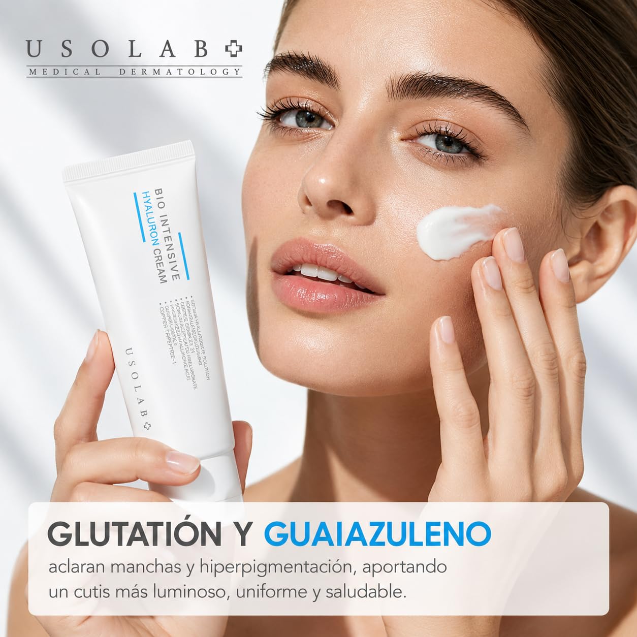 USOLAB Crema Hidratante Coreana Bio Intensive Hyaluron con Ácido Hialurónico y Péptidos para Mejorar Elasticidad, Reducir Líneas de Expresión y Iluminar la Piel 50ml
