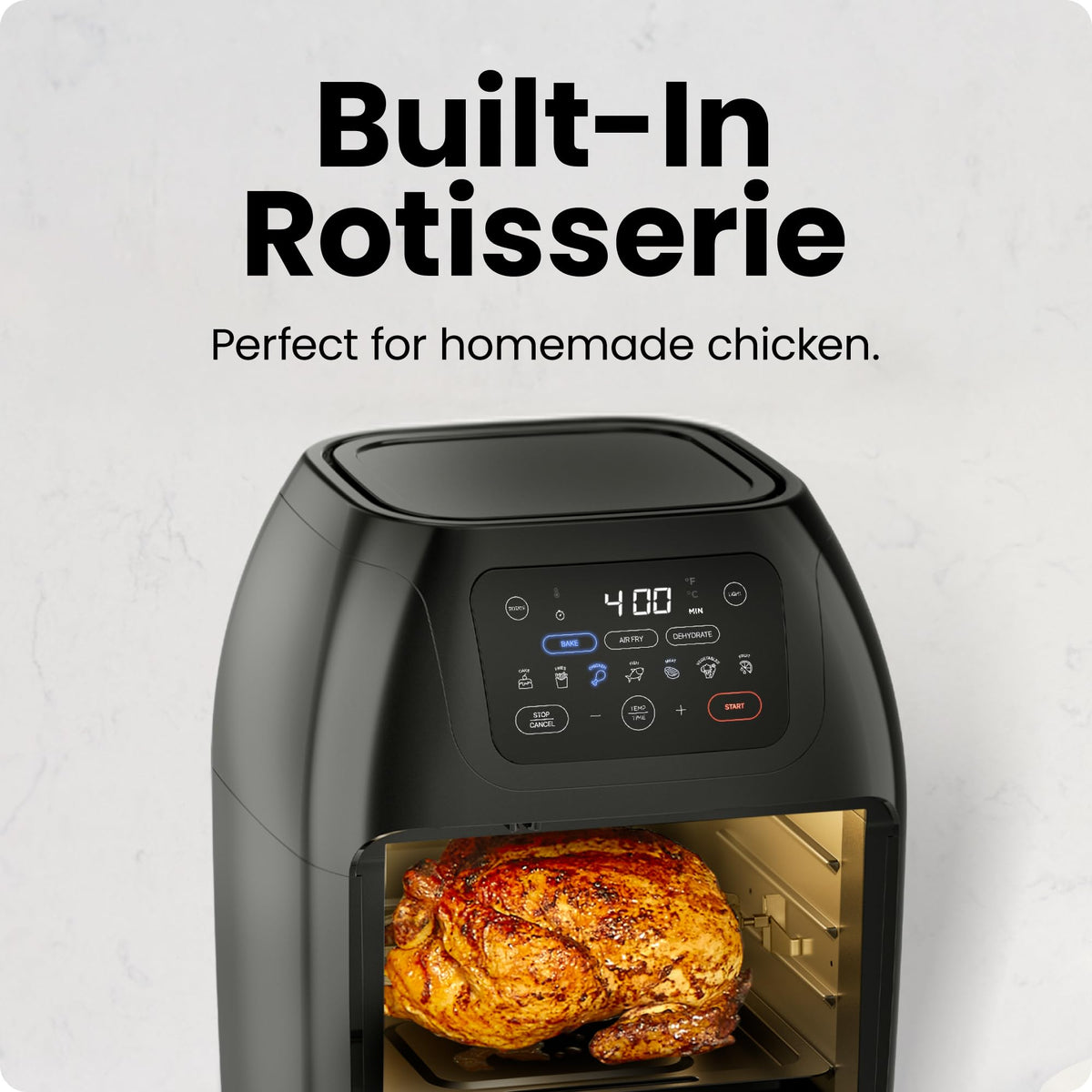 Chefman - Freidora digital multifuncional + asador, deshidratador, horno de convección, 17 preselecciones en pantalla táctil para freír, asar, deshidratar y hornear accesorios incluidos, L 10L, negro