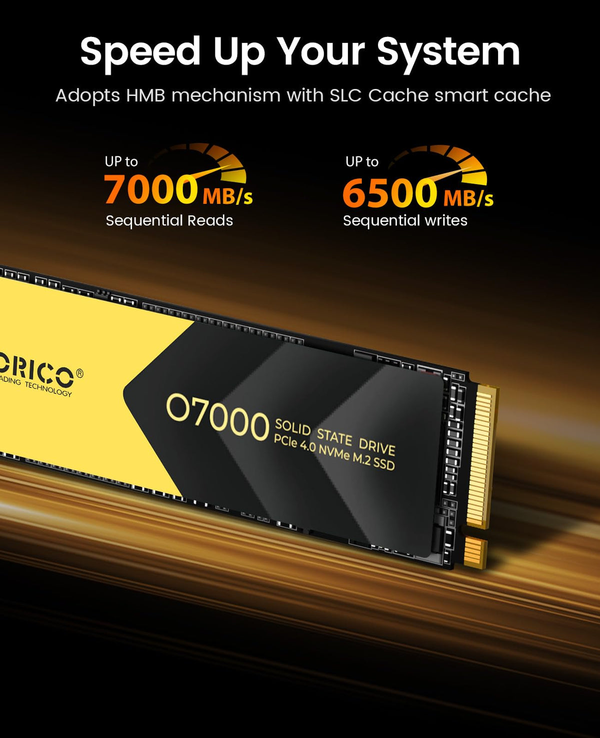 ORICO Unidad de estado sólido interna SSD NVMe PCIe 4.0 - hasta 7000 MB/s, SSD M.2 2280 PCIe 4.0x4, alta disipación de calor, compatible con macOS y Windows para gamers y creadores - O7000 (4TB)