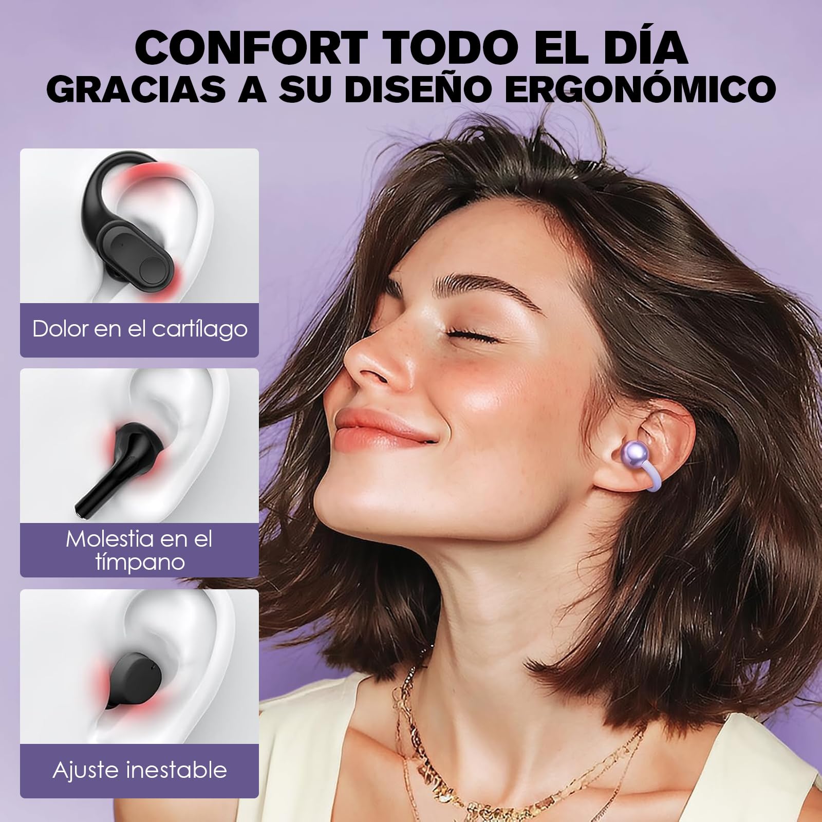 GuDoQi Audifonos Inalambricos Deportivos, Clip de Oreja, M79, Púrpura