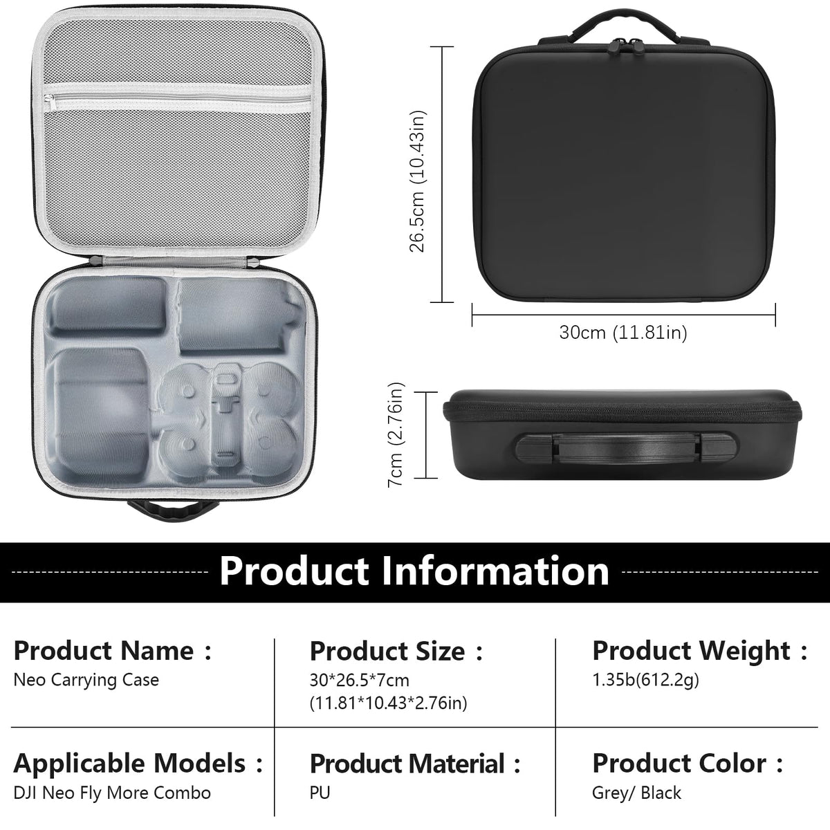 FPVtosky Neo - Funda para drones con correa para el hombro, bolsa de transporte de piel sintética, caja de almacenamiento para DJI Neo Fly More Combo y driver RC-N3, accesorios para cubeta de carga de