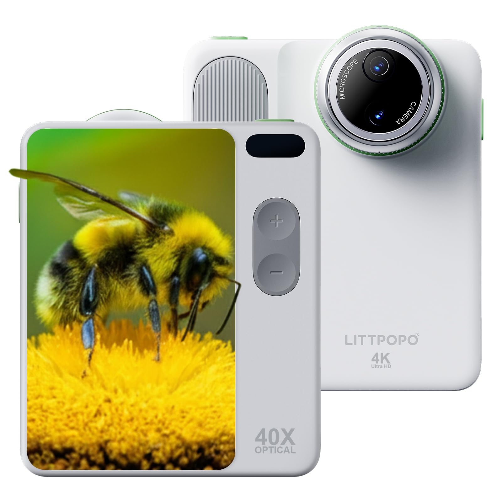 MicroCam-X1 Cámara digital 4K, sensor BSI CMOS de 12 MP, microscopio 400X, video 4K, enfoque automático, LCD de 3.5 pulgadas, cámara compacta para niños para aprendizaje STEM | apuntar y disparar