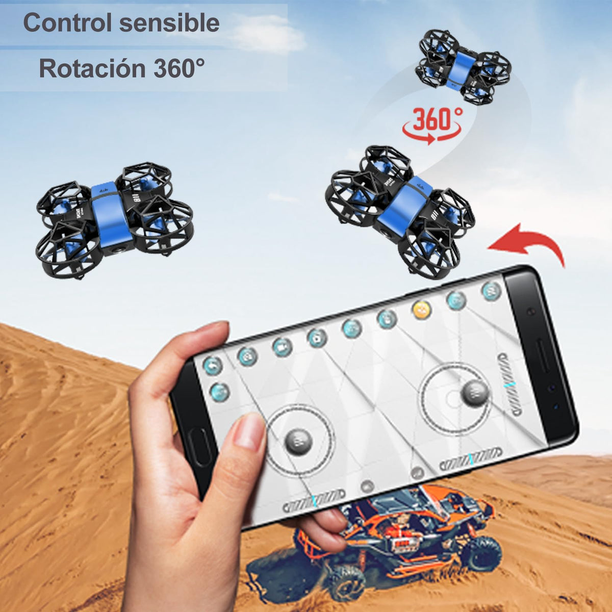 YUTVXAC Mini juguetes voladores con cámara 4K con Evitación de Obstáculos en 360°, Control Remoto 2.4G, con dos baterías, un tiempo de vuelo de hasta 24 minutos, apto para adolescentes y principiantes