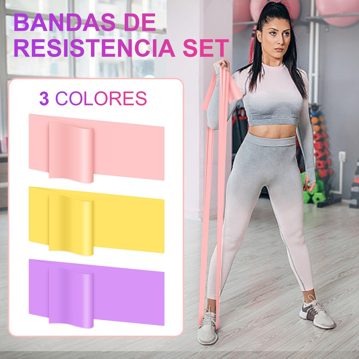 SAN KARA Ligas de Rresistencia para Ejercicio Bandas de Resistencia para Ejercicio Banda Elástica Profesional para Yoga, Pilates y Entrenamiento en Casa Bandas Elásticas 3PCS (1.5M)