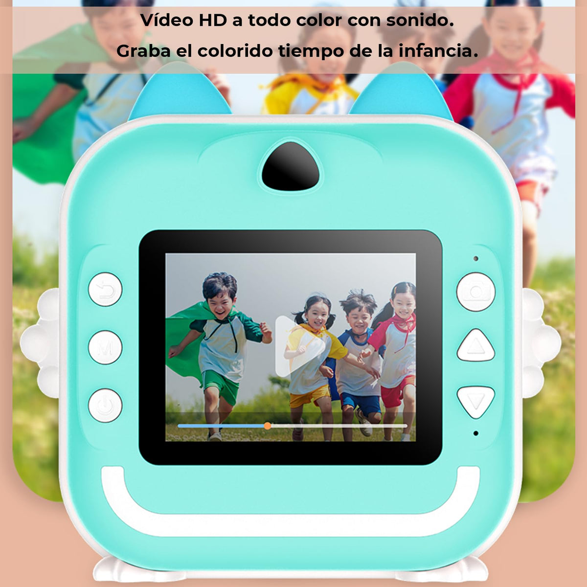 MOCOFLY Cámara Instantánea para Niños, Cámara Digital con Impresora en 1080P, Cámara de Impresión Instantánea para Niñas con Tarjeta SD de 32 GB y Papel para Impresora, con Grabación de Audio y Video