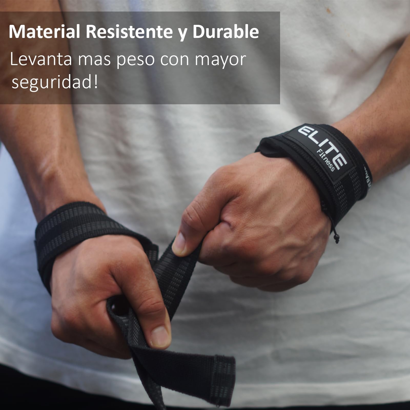 Elite Fitness Correas acolchonadas para Levantamiento de Pesas, Straps para Gimnasio (PAR), Correas de Soporte, Straps de Gym para Proteccion de Dedos y muñecas (Negro)