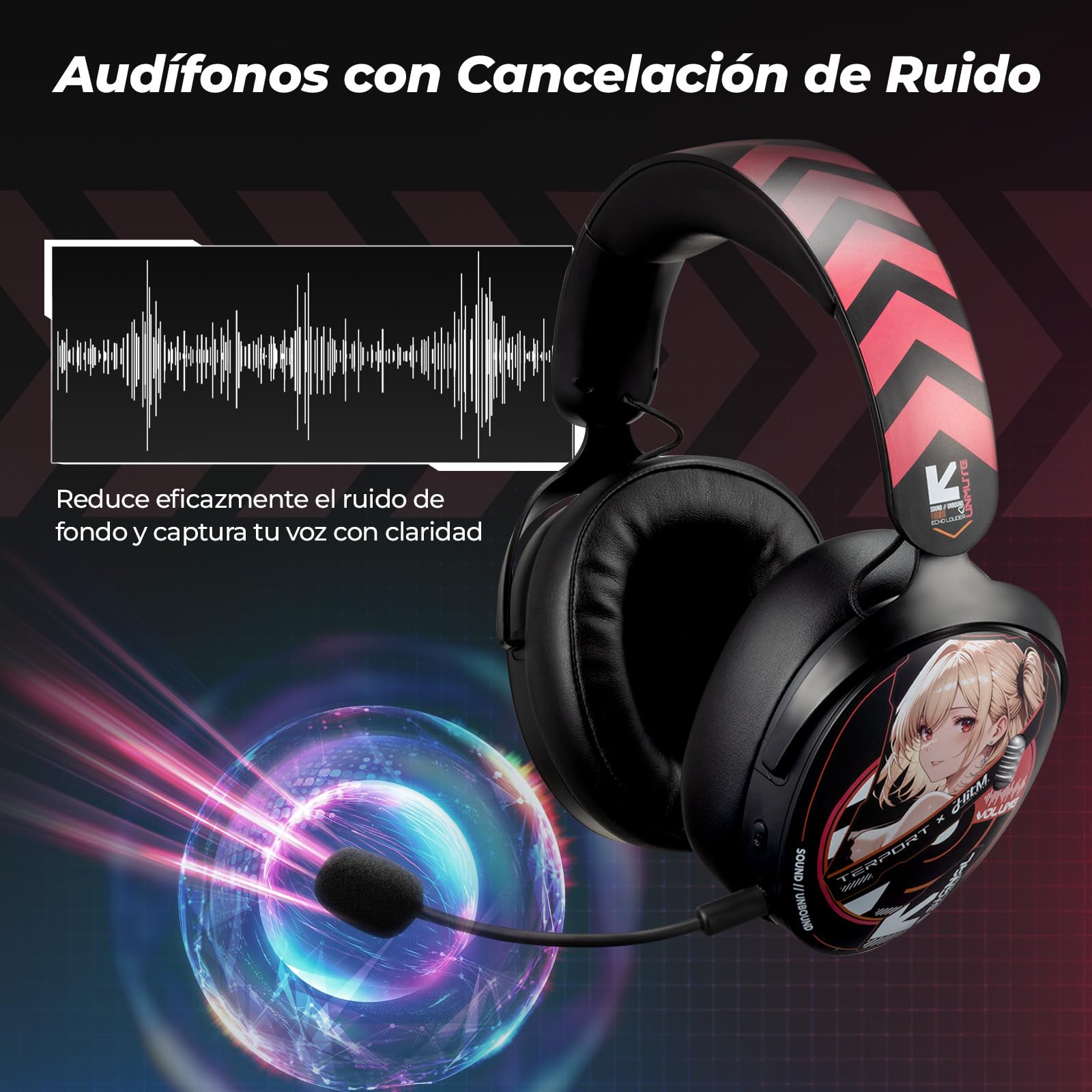 TERPORT Haruka HM4 Audífonos Gamer Inalámbricos con Cancelación de Ruido