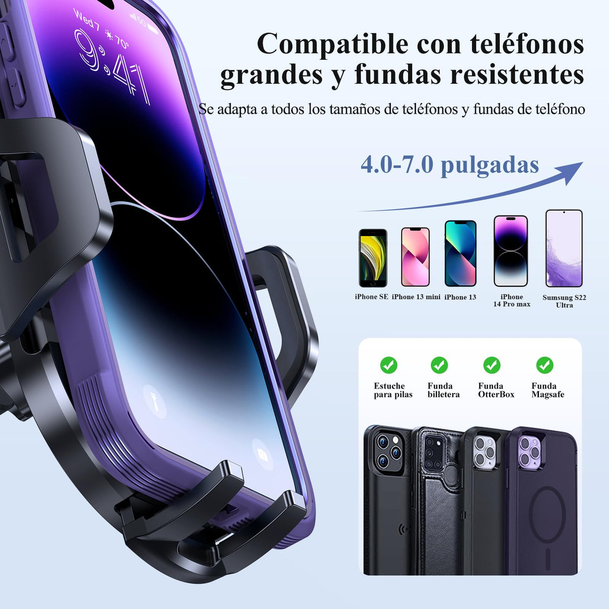 Miracase Soporte Celular Automóvil 【3 en 1】 Porta Celular para Auto Salpicadero Parabrisas Rejilla,Base Teléfono Automóvil para iPhone 15/14/13 Pro MAX,Huawei, Motorola, Xiaomi 14 Ultra
