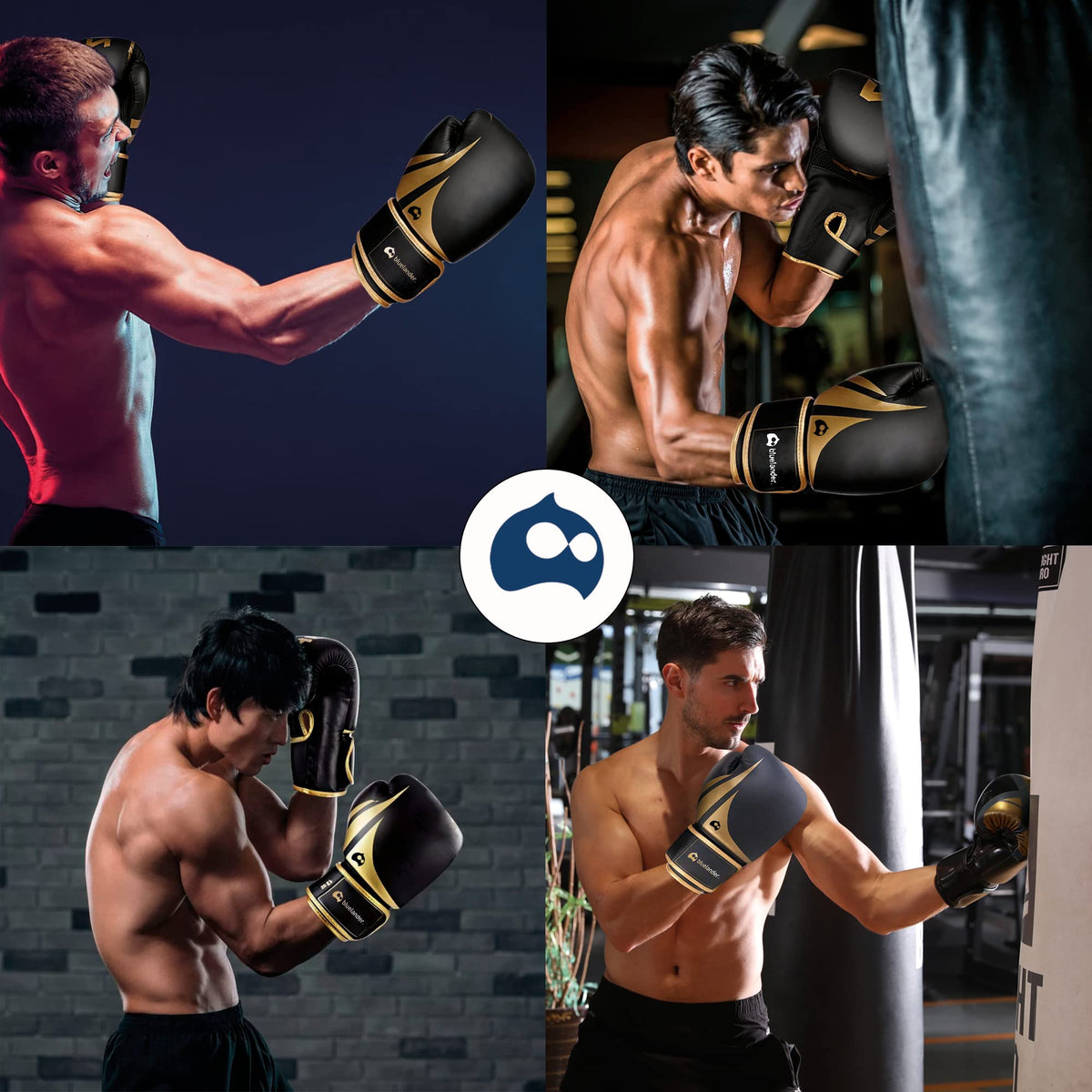 Bluelander Guantes de Boxeo 12 Oz, Unisex, Incluye Protector Bucal, Absorción de Impactos y Correa de Velcro, para Entrenamiento de Kickboxing, MMA y Artes Marciales Mixtas