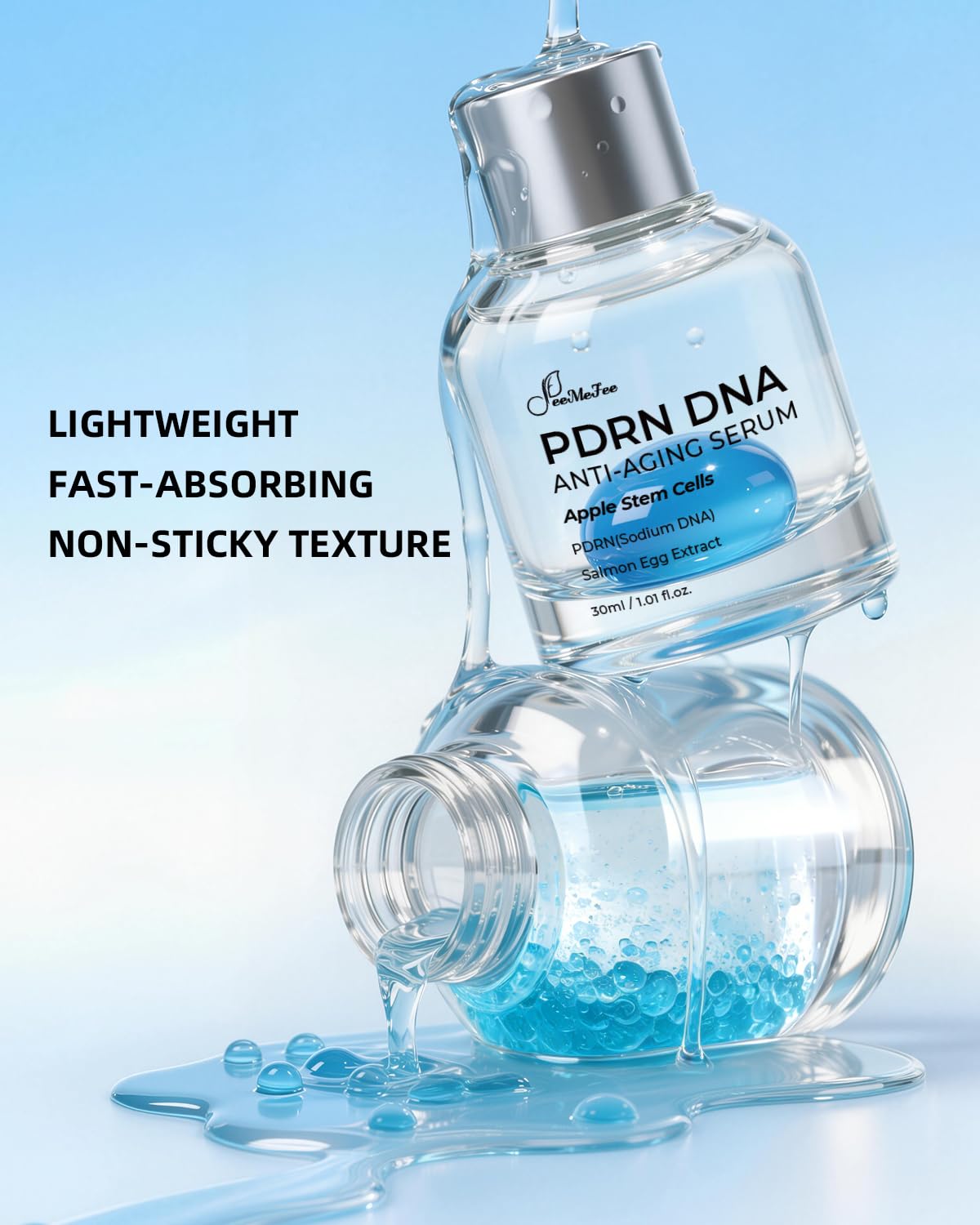 Sérum Antiedad de ADN PDRN de Salmón, 8000 ppm, con Células Madre de Manzana, Colágeno, 9 Péptidos y Ácido Hialurónico, Cuidado Facial Coreano, 30 ml