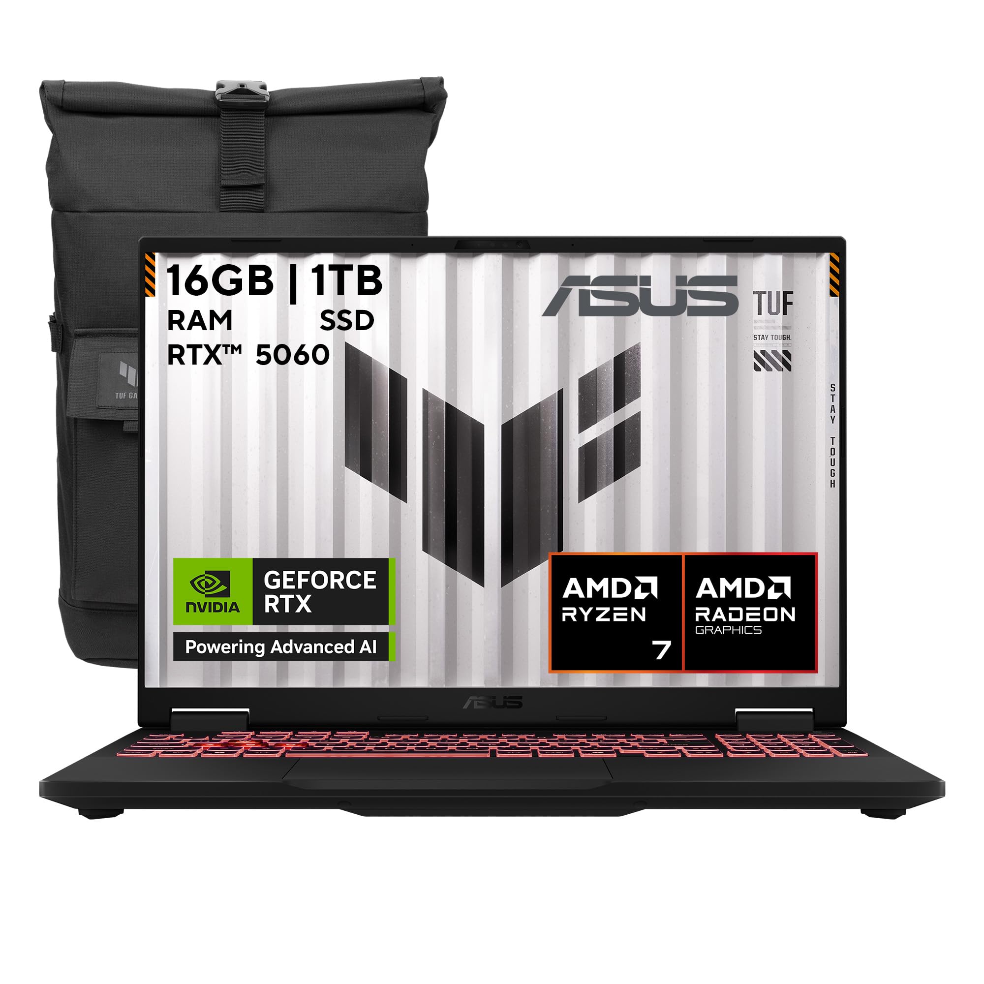 ASUS TUF Gaming A16 NVIDIA GeForce RTX 5060/ AMD Ryzen 7 IA 260/ NPU 16 Tops/ 16GB -1TB SSD/FHD 165Hz, 16:10/ Wi-Fi 6E, Bluetooth 5.3 (Garantía y Servicio con la Marca en México)