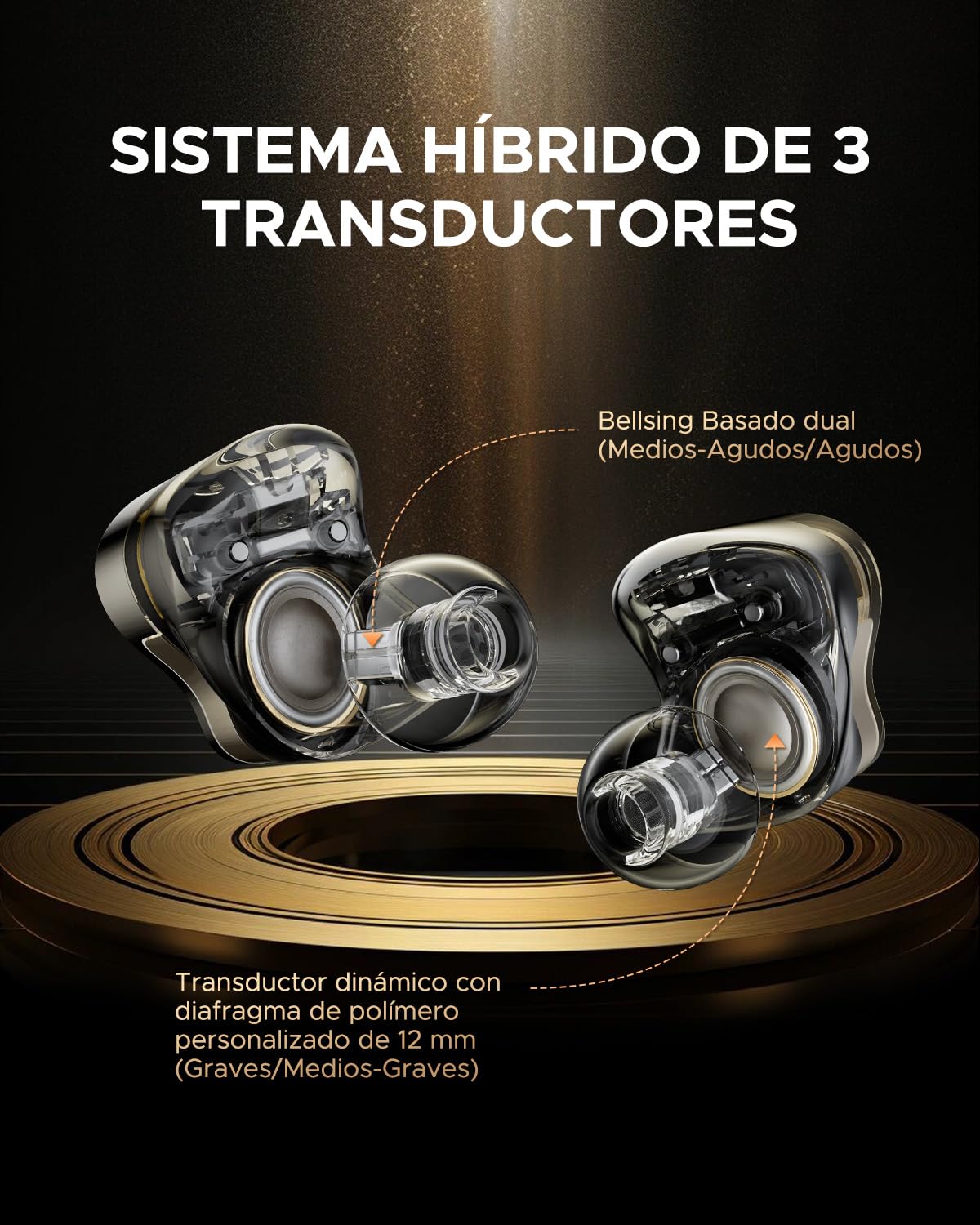 SoundPEATS H3 Audífonos Inalámbricos In-Ear HiFi, Triple Driver Híbrido