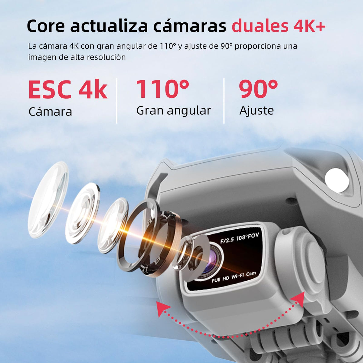 AXNEN Dron GPS con dual cámara 4K,Drone Professional con EIS y motores sin escobillas.Viene con 3 baterías,admite transmisión WiFi y vuelo con trayectoria,siendo un dron profesional ideal para adultos.
