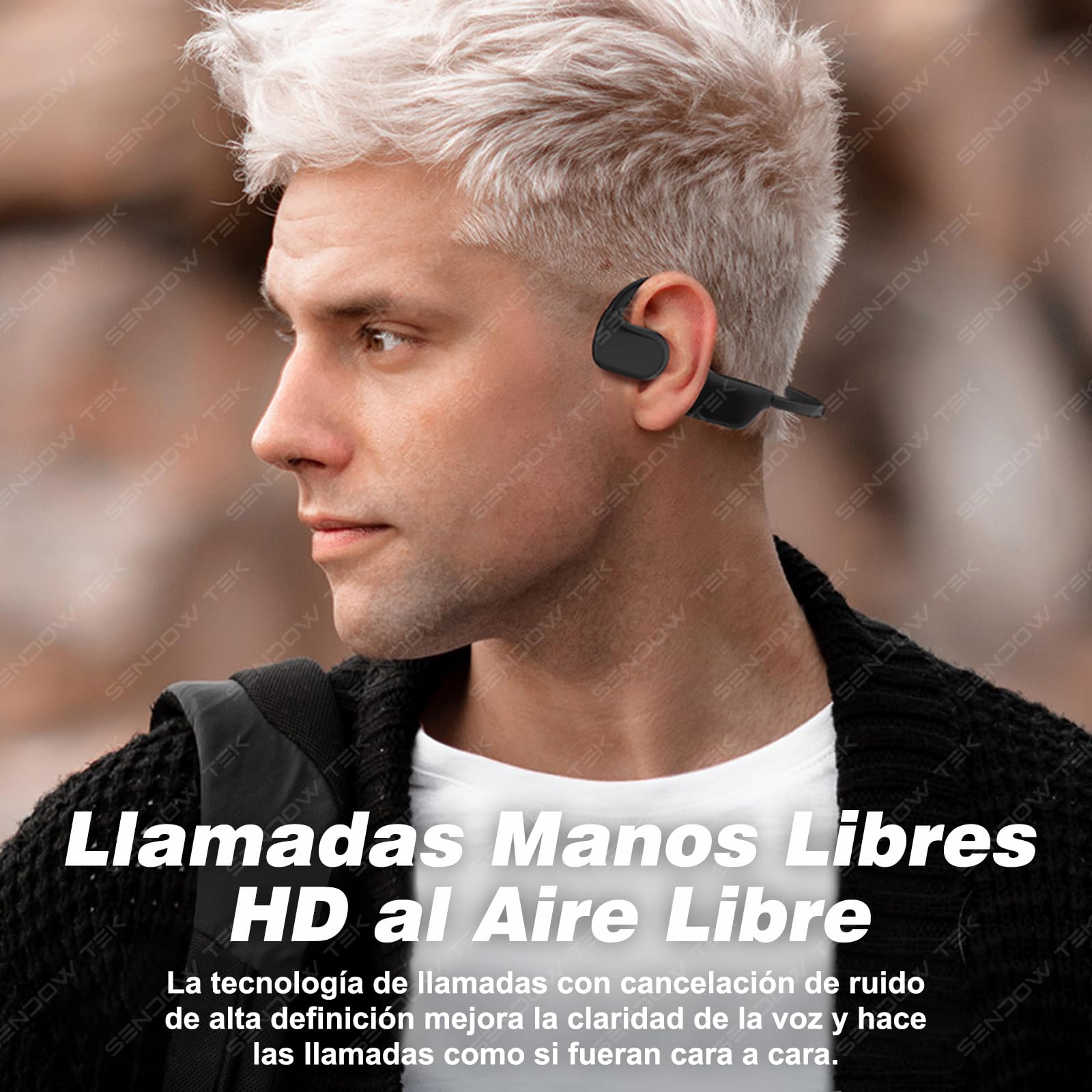 Sendowtek Auriculares de Conducción de Aire Inalámbricos Audífonos Inalámbricos Bluetooth 5.2 Auriculares Inalámbricos Impermeables IPX5 Open-Ear Headphones para Carrera, Deportes y Ejercicio (Negro)