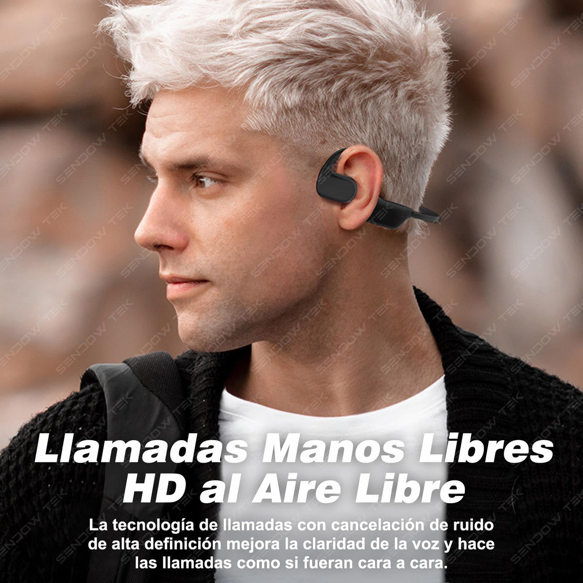 Sendowtek Auriculares de Conducción de Aire Inalámbricos Audífonos Inalámbricos Bluetooth 5.2 Auriculares Inalámbricos Impermeables IPX5 Open-Ear Headphones para Carrera, Deportes y Ejercicio (Negro)