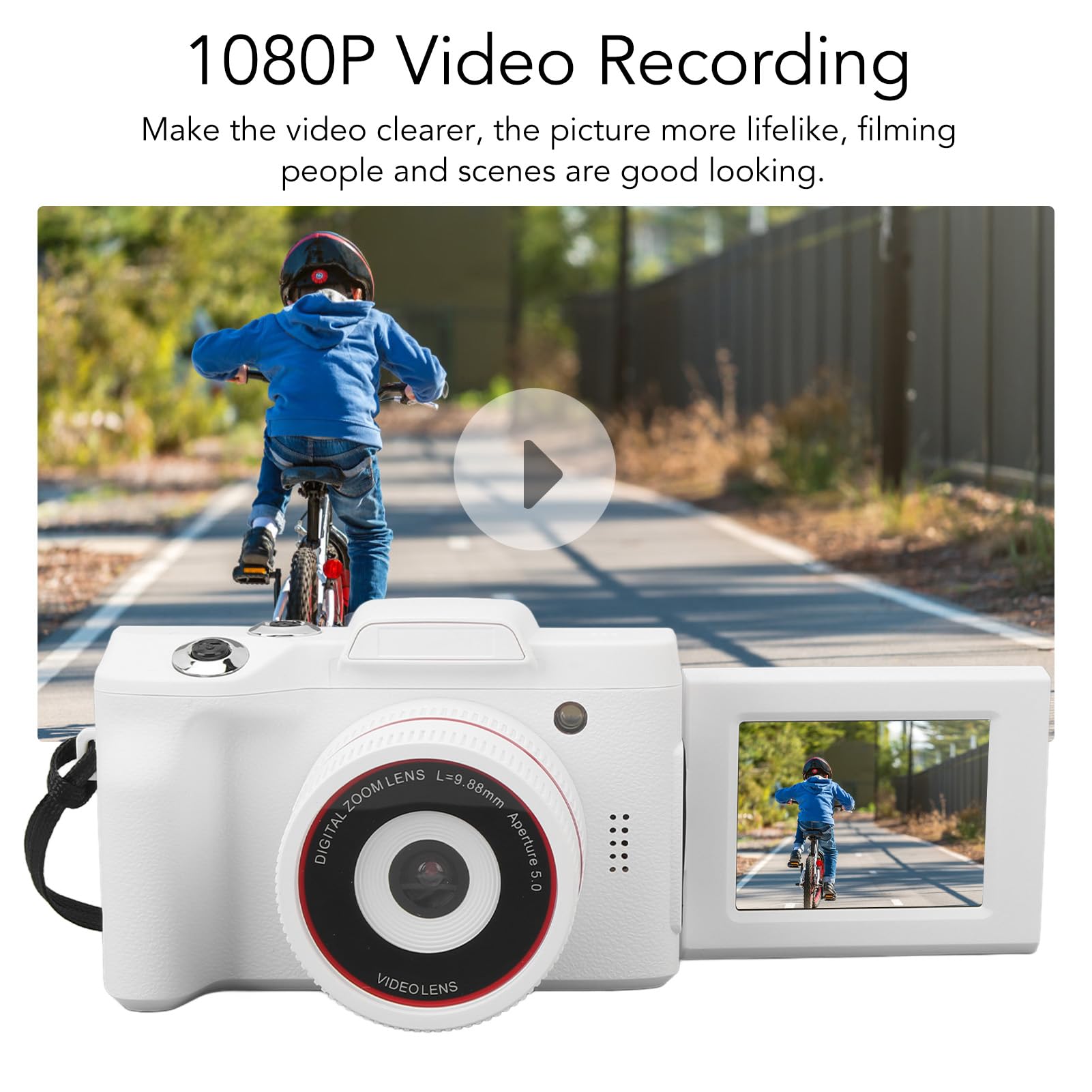 Cámara Digital Pantalla HD de 2,4 Pulgadas - Cámara Vlogging 1080P 16MP, Zoom 16X Cámaras de Video Pequeñas con Enfoque Automático, Cámara Inteligente con Estabilización de