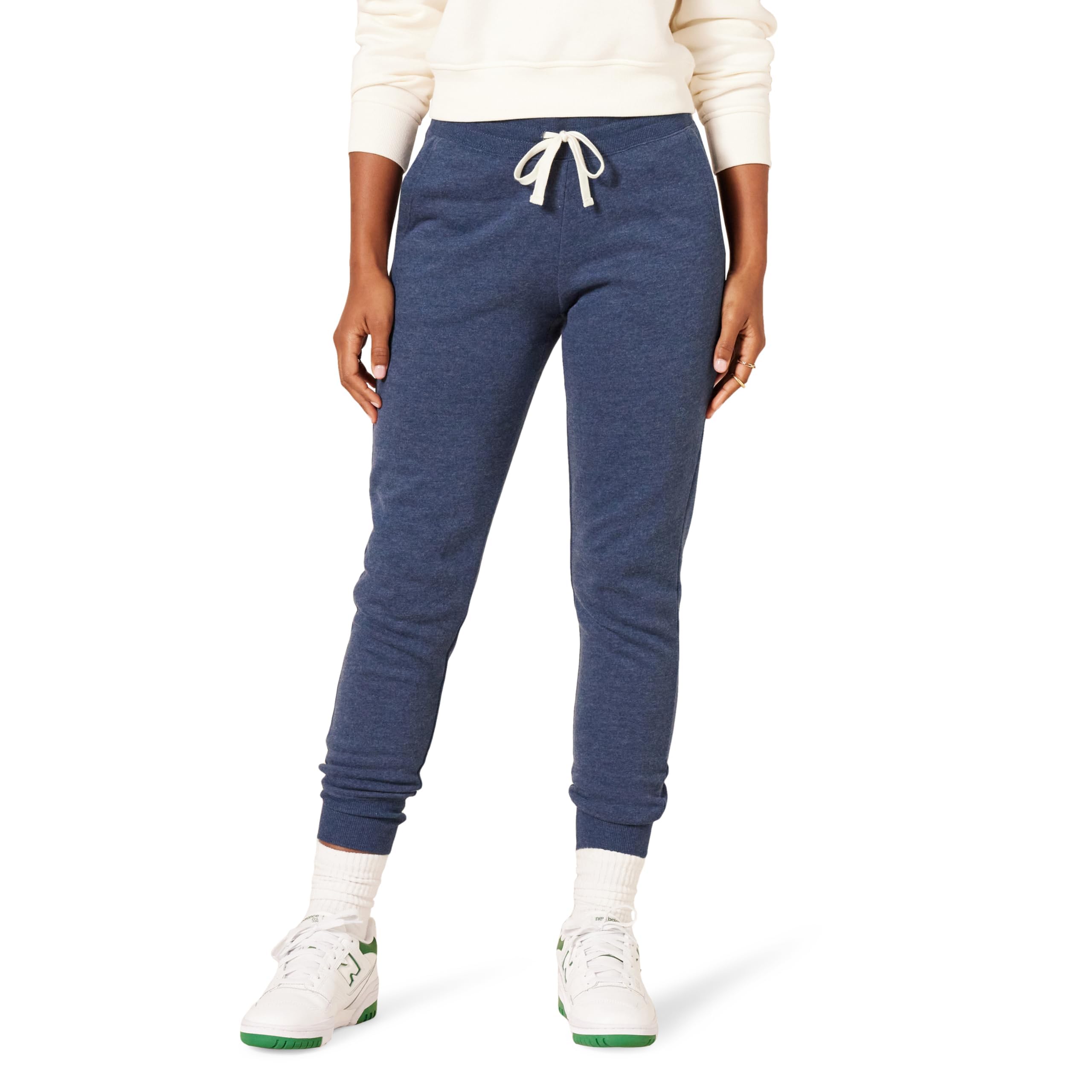 Amazon Essentials - Pantalón deportivo de forro polar de rizo francés para mujer (disponible en tallas grandes), azul marino jaspeado, talla G