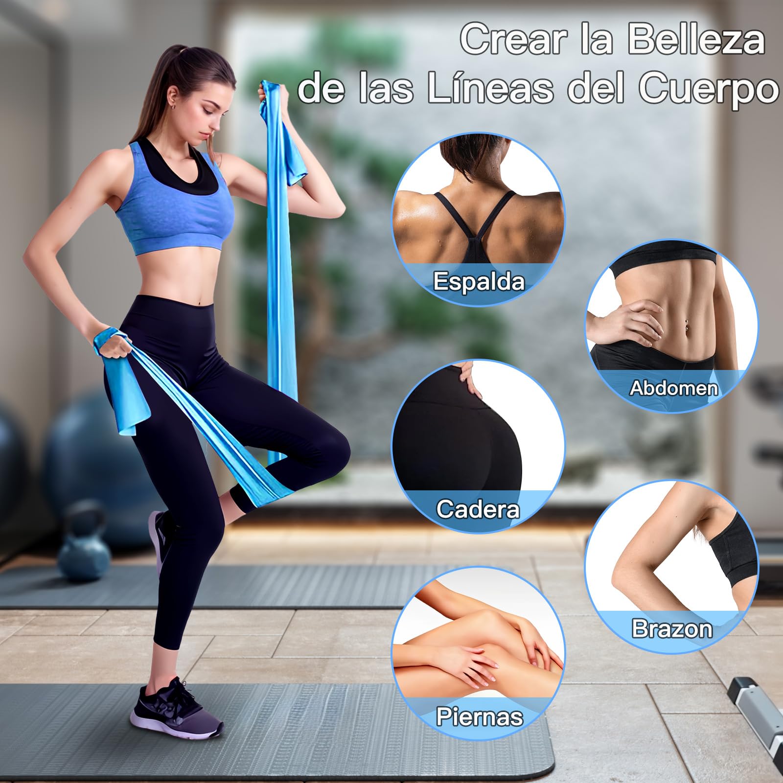 Jasinber Bandas Elásticas, 3 Unidades Bandas de Resistencia para Yoga，Pilates, Gimnasio, Entrenamientos (150 CM)