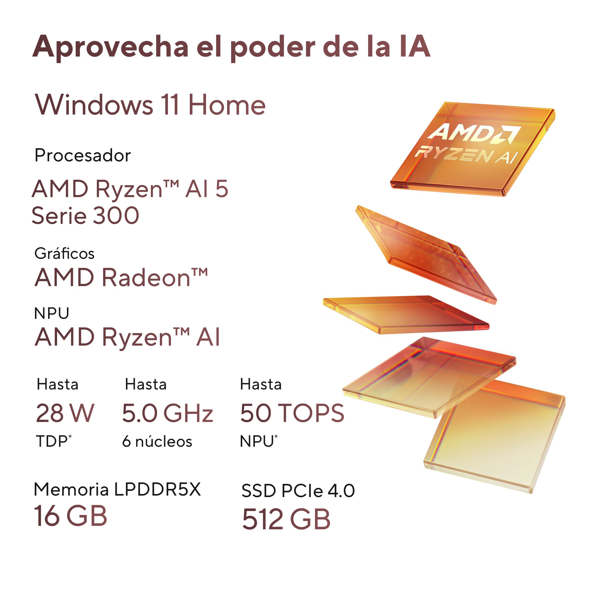 ASUS Zenbook 14 OLED/Ryzen AI 5 340/50 Tops/ 16GB - 512 GB SSD/Reconocimiento Facial/Cargador USB-C + Incluye Funda/Teclado en español (Garantia y Servicio con la Marca en Mexico)