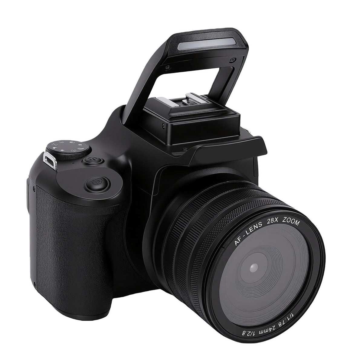 Fockety Cámara réflex Digital, Pantalla 2.8 Pulgadas, cámara Digital 4K con Pantalla abatible 180° y Flash, Enfoque automático, Zoom 28x para Adolescentes Principiantes en fotografía