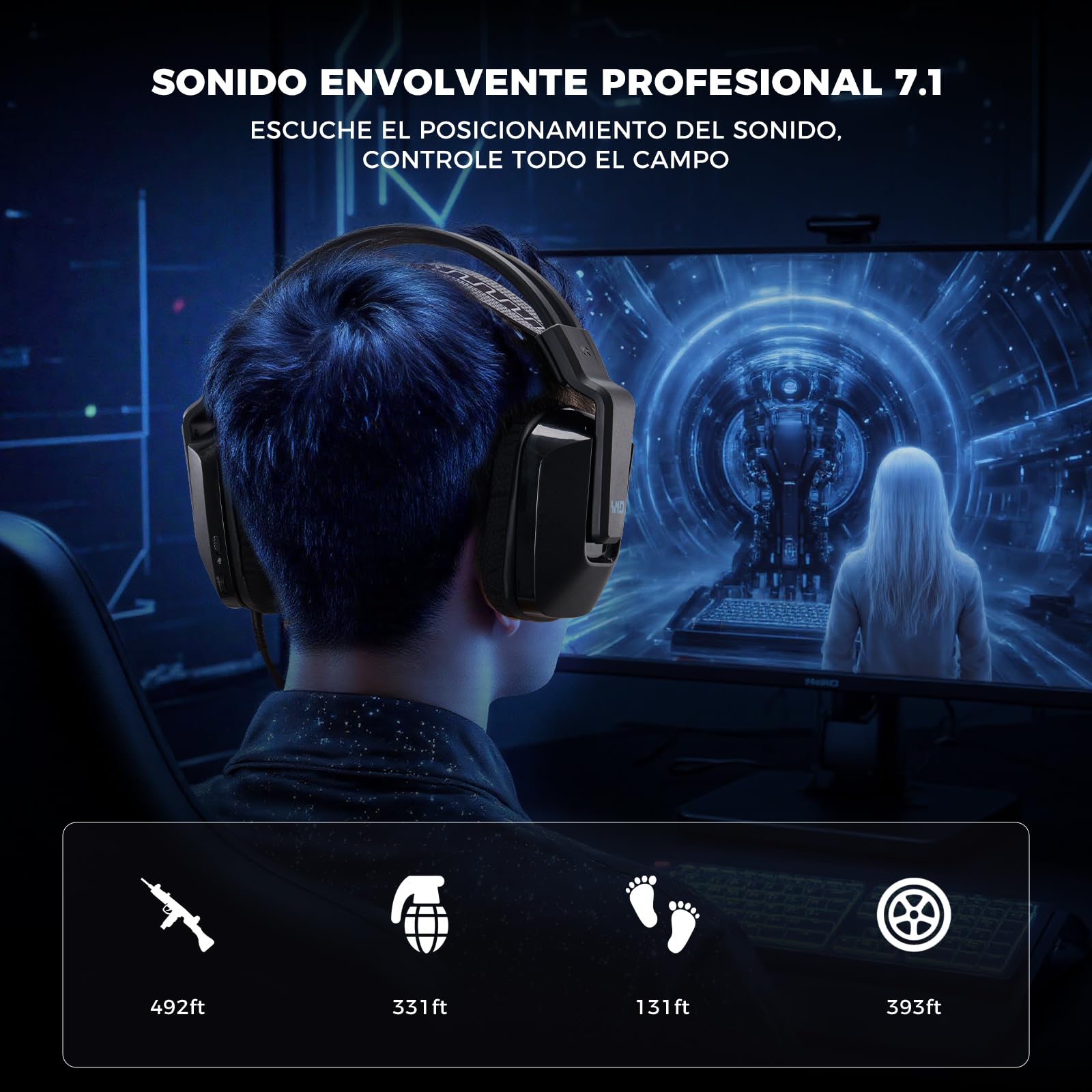 Audífonos de diadema, Audifonos con micronofono, 3.5mm Audio Jack, Almohadillas de espuma viscoelástica para los oídos, Audifonos Alambrico para Nintendo Switch Xbox Series X PS4 PS5 PC Mac, negro