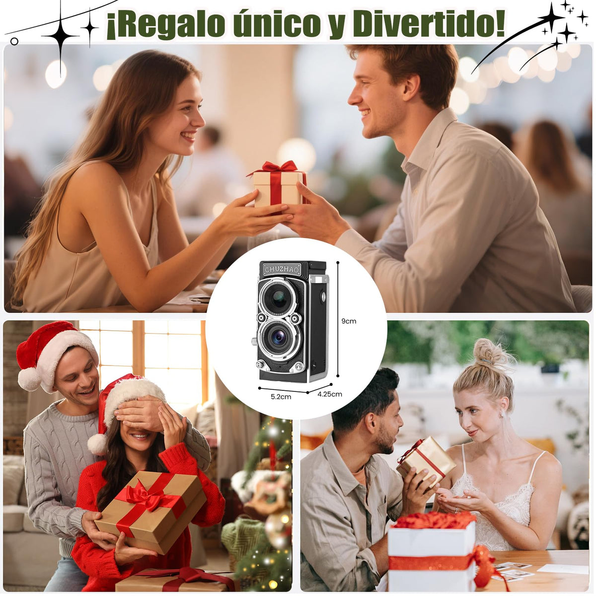 BIYCYI Retro Cámara Digital, Mini Cámara Réflex de Doble Objetivo