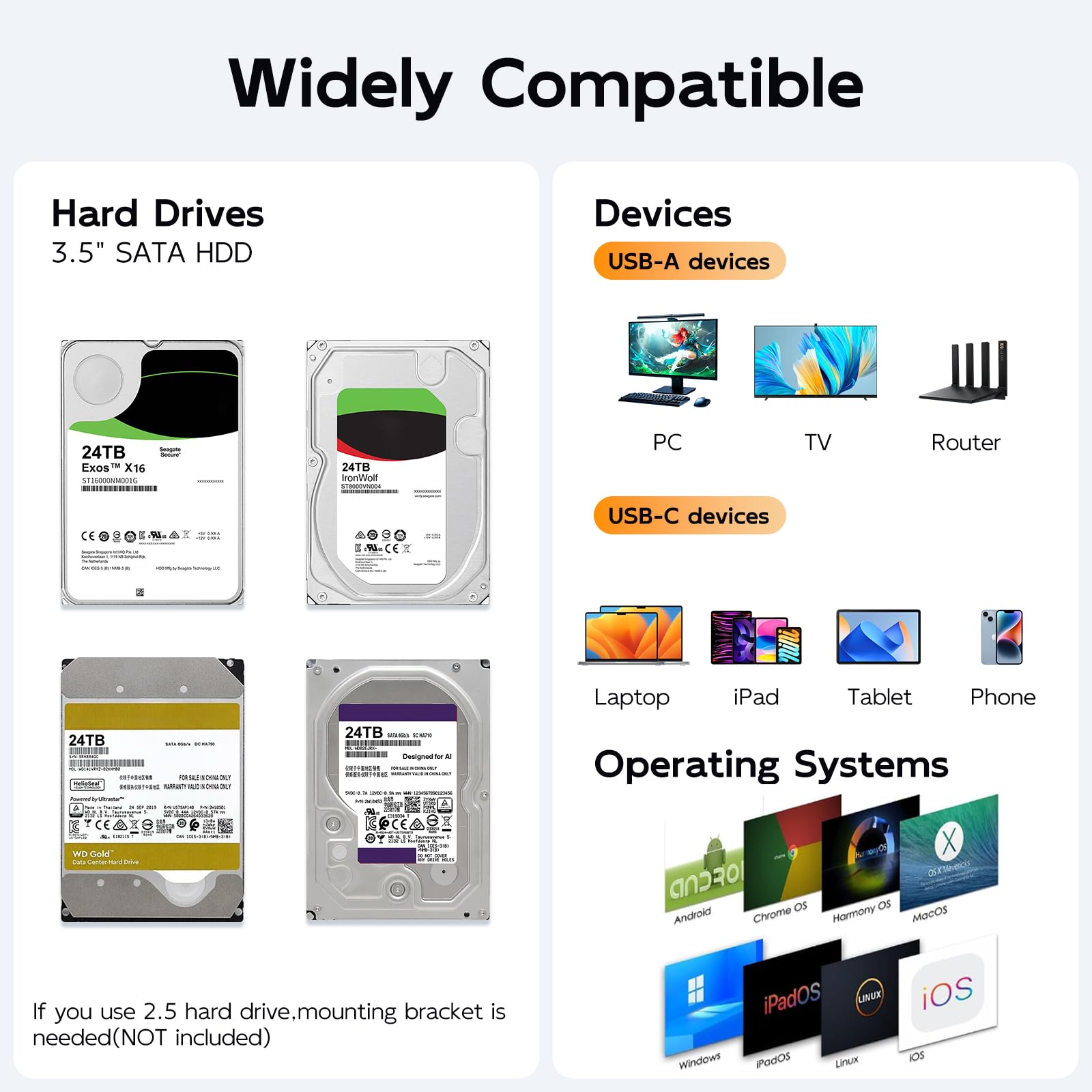 MAIWO - Carcasa RAID SATA de doble bahía para HDD/SSD de 2.5" y 3.5", 5 Gbps, configuraciones 1/0/JBOD/NORMAL + ventilador inteligente controlado por temperatura