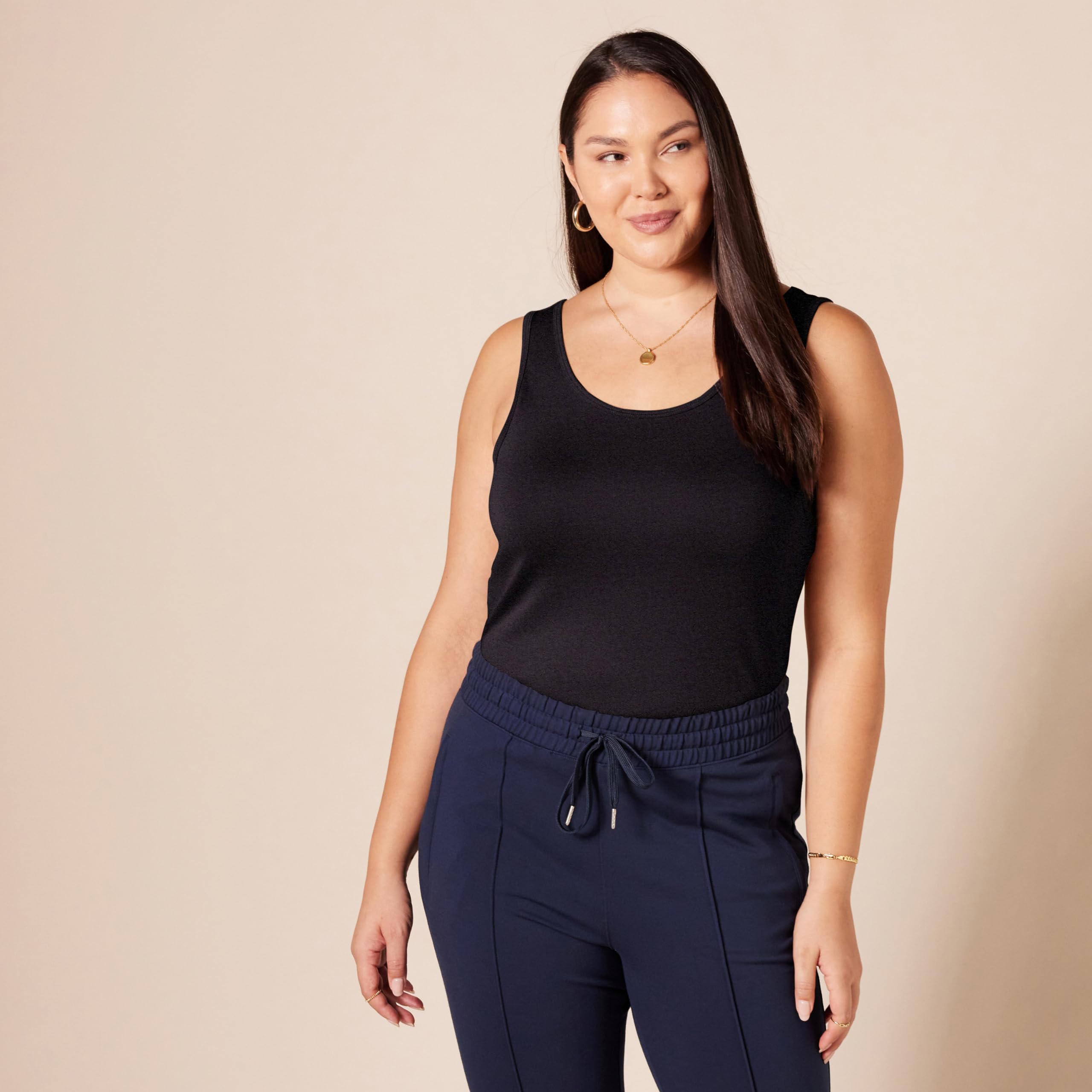 Amazon Essentials - Camiseta sin mangas ajustada para mujer, paquete de 2, color negro, talla G
