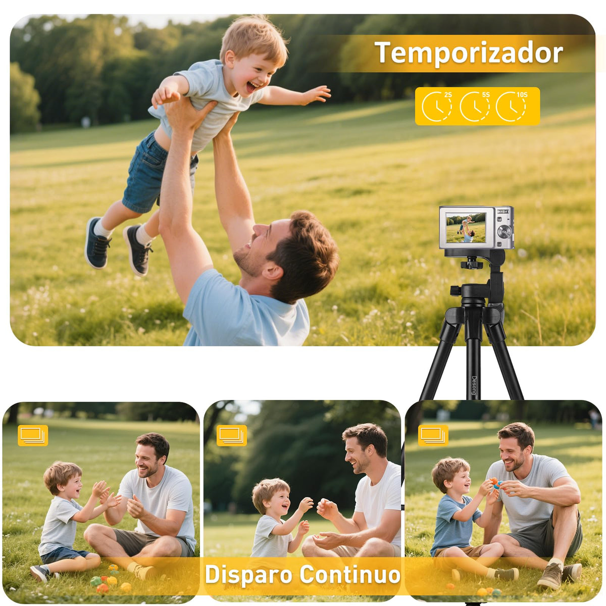 HEILUON Camara Fotografica Digital para Niños FHD 1080P 50MP con Tarjeta 64GB, Zoom 16X, Anti-Shake, Disparo Continuo – Camara Digital Digicam Regalo para Niños y Niñas (Plata)