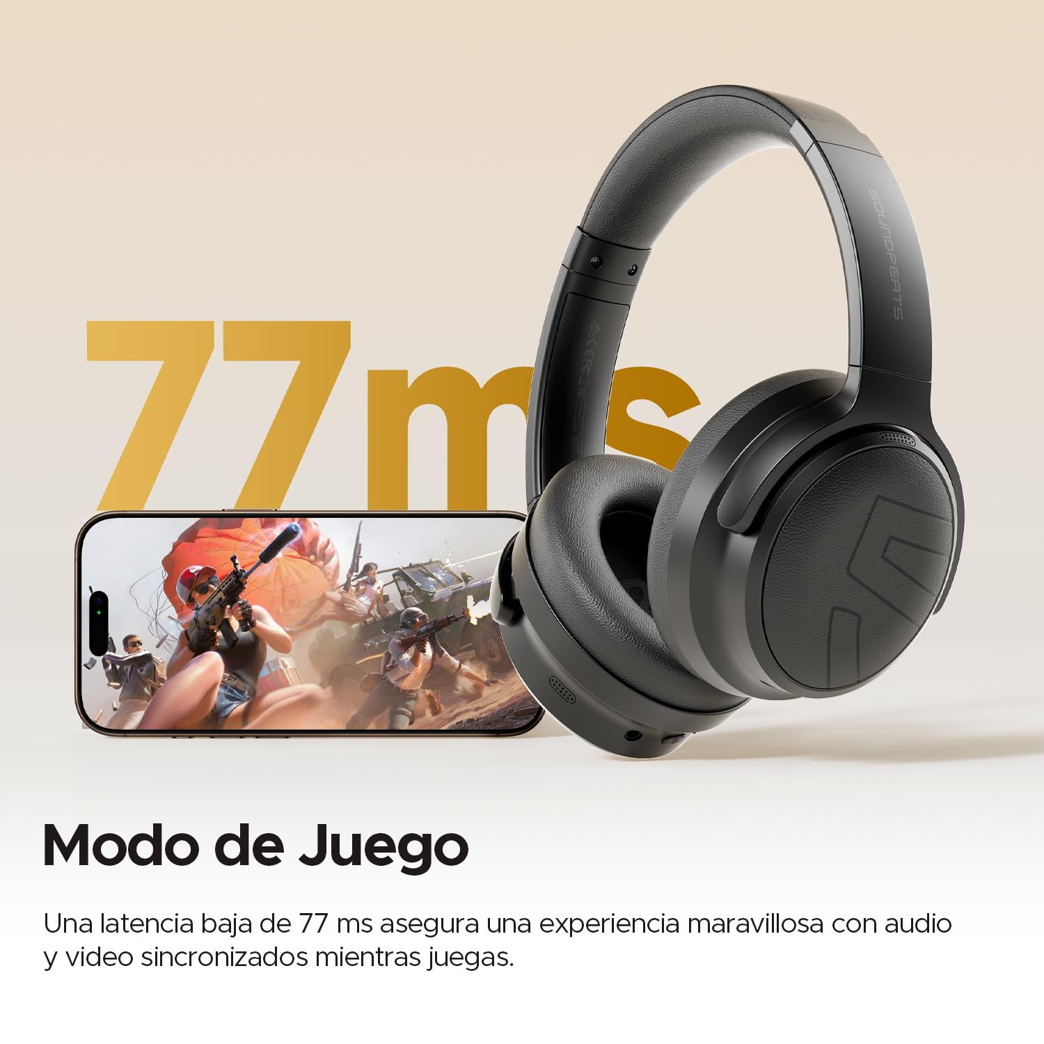 SoundPEATS Space Pro Audífonos de Diadema ANC Híbrido -47dB 151H de Batería
