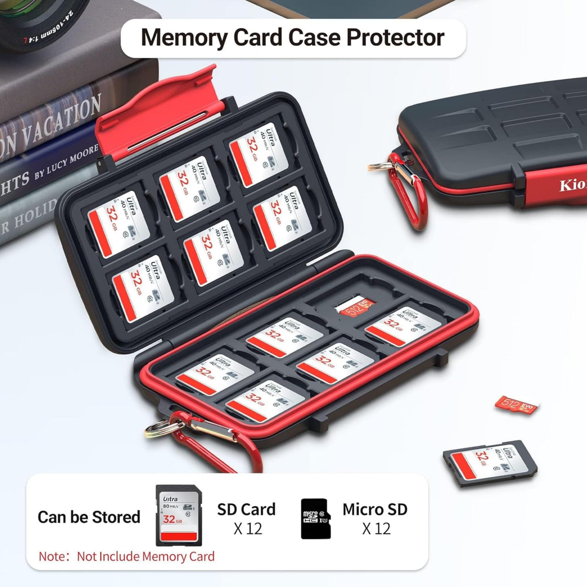 IPX5 Impermeable 24Ranuras Memoria Tarjeta Estuche para MicroSD/SD Tarjetas