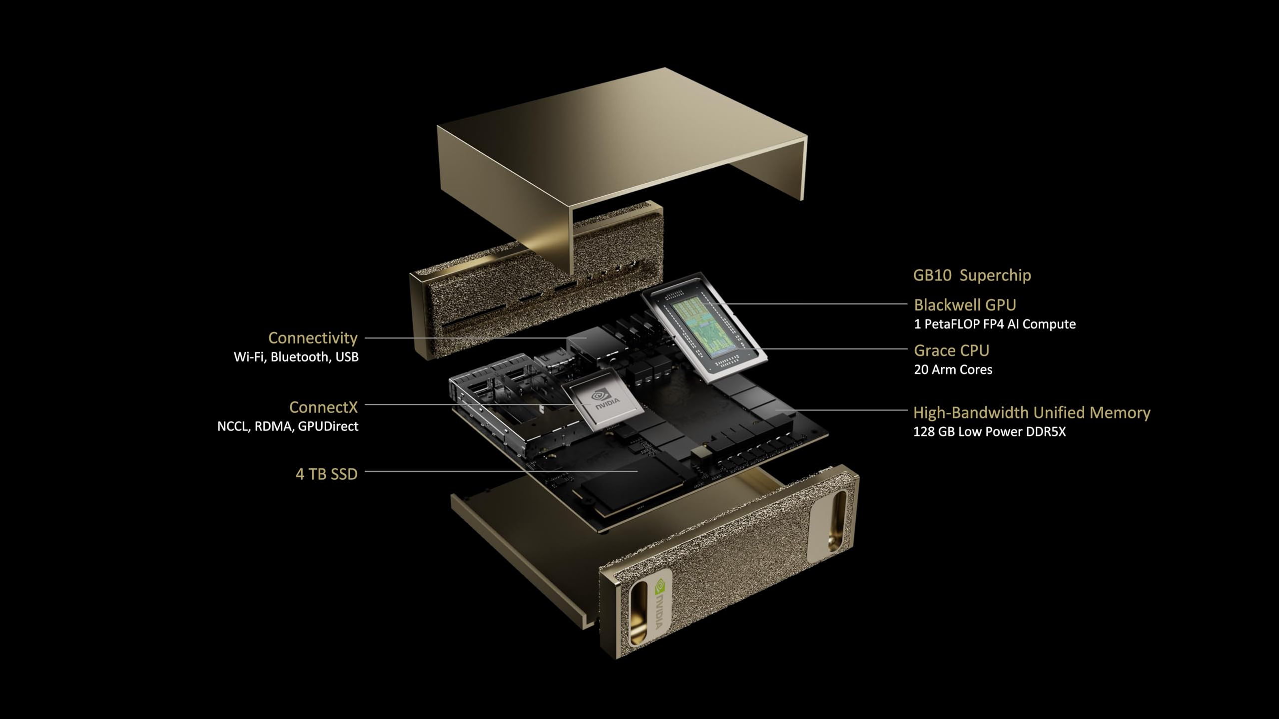 NVIDIA DGX Spark™ - Supercomputadora de escritorio AI personal – Escritorio GB10 con chip Grace Blackwell