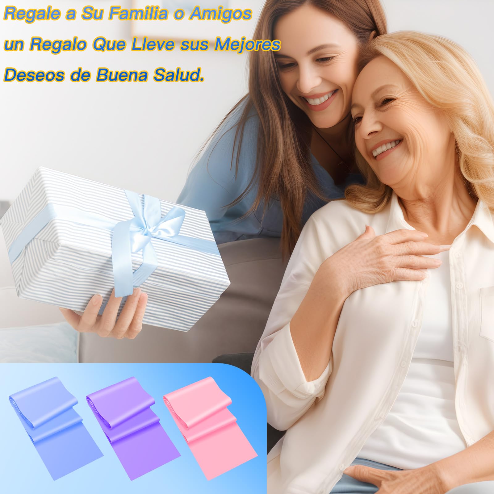 Jasinber Bandas Elásticas, 3 Unidades Bandas de Resistencia para Yoga，Pilates, Gimnasio, Entrenamientos (150 CM)