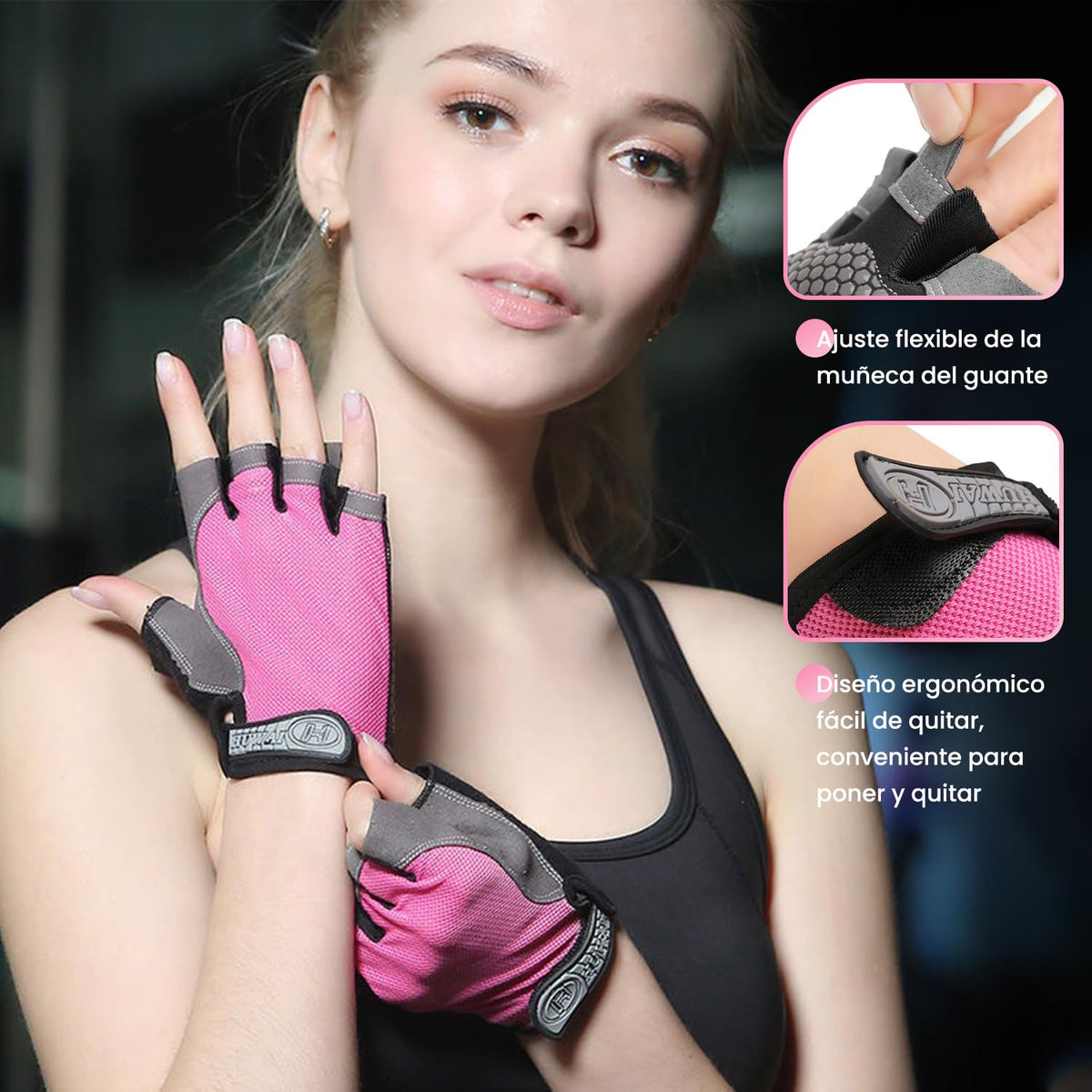 E T EASYTAO Guantes Deportivos Mujer y Hombre, Guantes de Fitness y Ciclismo, Diseño Medio Dedo y Transpirable para Levantamiento, Ejercicio Físico o Entrenamiento al Aire Libre (Rosa, S)