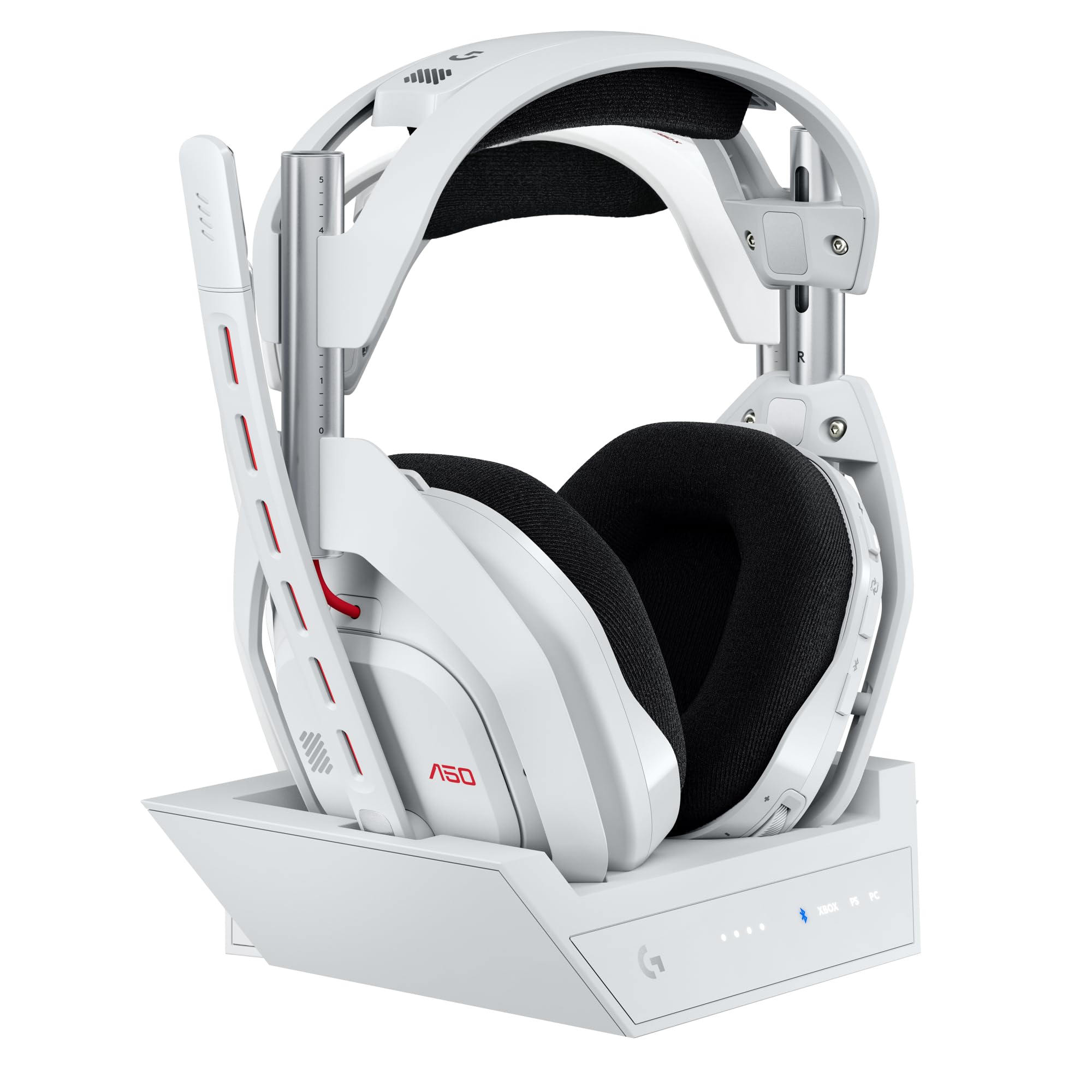 Logitech G Astro A50 Lightspeed - Auriculares inalámbricos para Juegos + estación Base (Gen 5), grafeno Pro-G, conmutación de 3 Sistemas, USB-C a Xbox, PS5, PC/Mac o Nintendo Switch, Bluetooth, Blanco