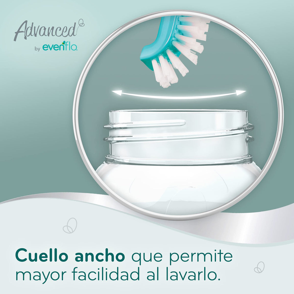Advanced by Evenflo, Biberón Anticólicos Cuello Ancho, Transparente, Flujo Medio, 9oz/270ml, 2 piezas, MEX.