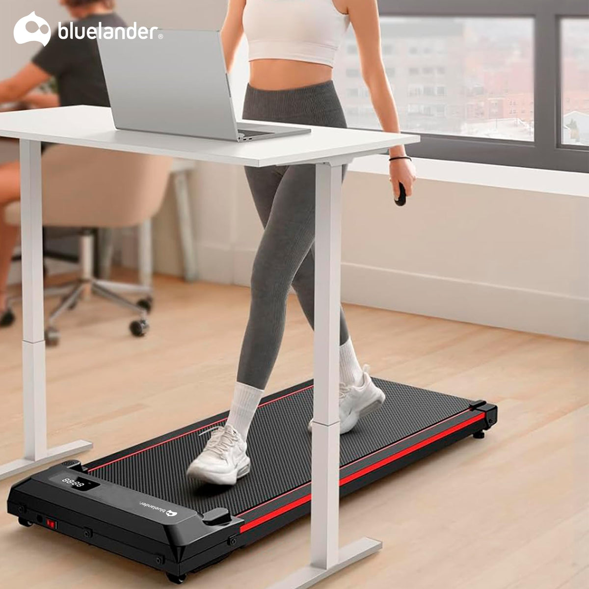 Bluelander Walking Pad, Caminadora Electrica con Pantalla Digital, Diseño Compacto, Ajuste de Velocidad, Entranamiento en Casa, Control Remoto, Almohadilla Antideslizante, Cinta de Correr