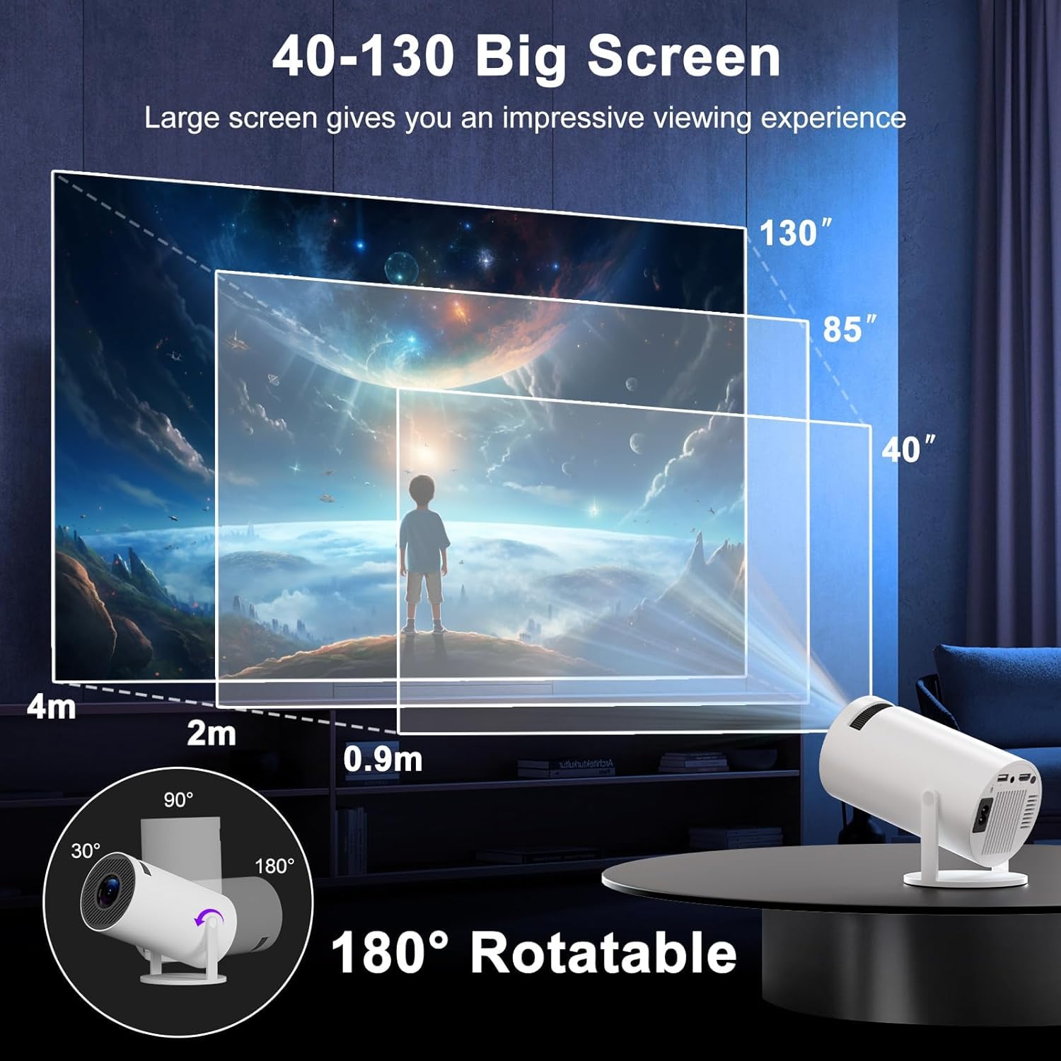 LXJADAP Mini Proyector Portatil 2026, Proyector 4K, 250ANSI/10000 lúmenes