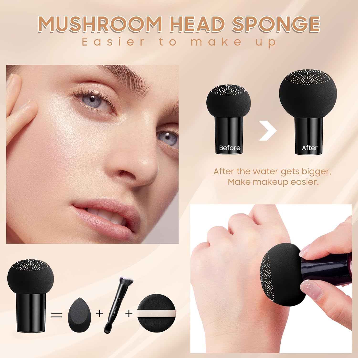 CC Creme BB Cream, Líquida Fundación, Mushroom Head Air Cushion, Base de Maquillaje Larga Duración Hidratante