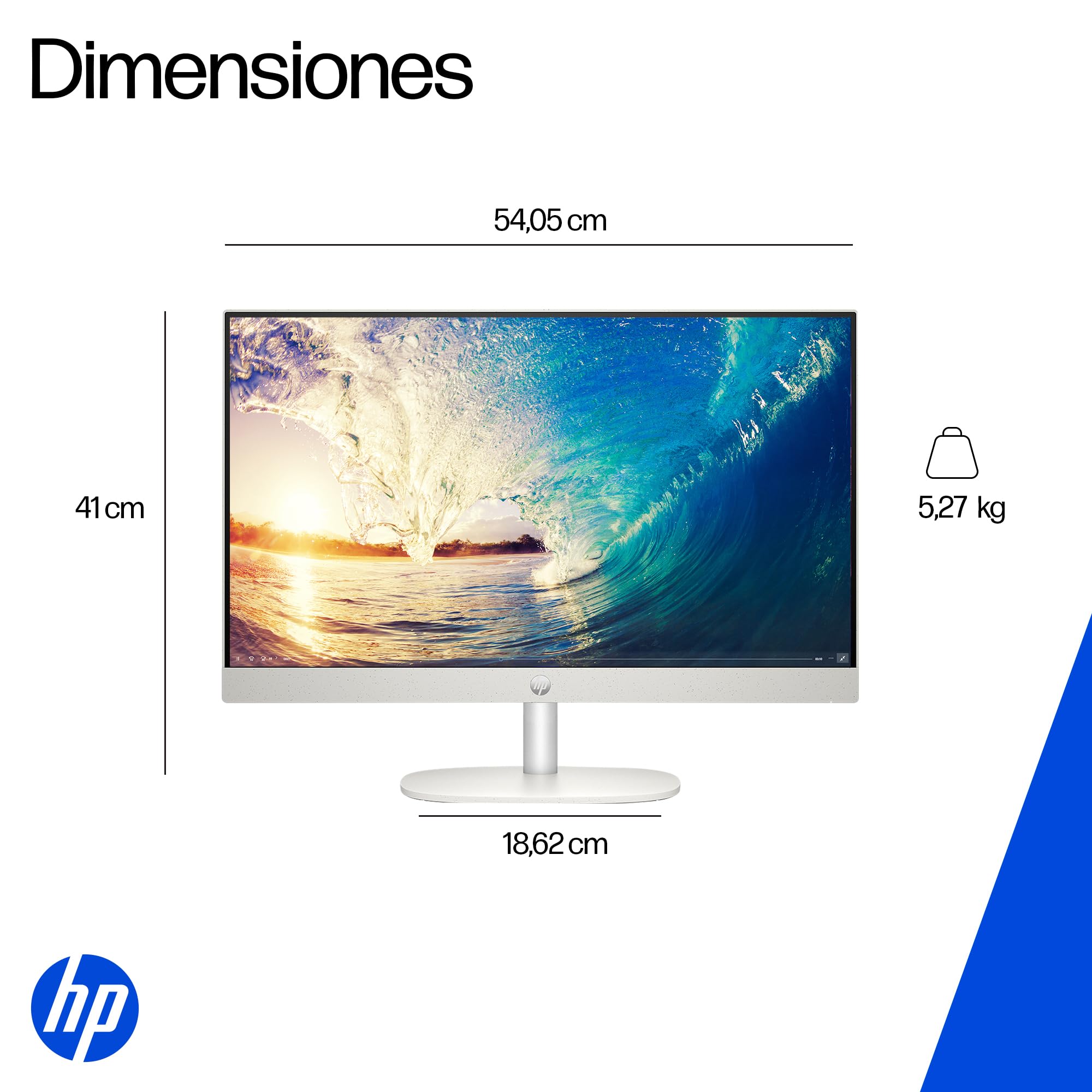 HP All-in-One 24-cr0330la, Desktop PC, Intel Core i3, 8 GB RAM, 512 GB SSD, FHD, 23.8", Windows 11 Home, Garantía México, Blanco