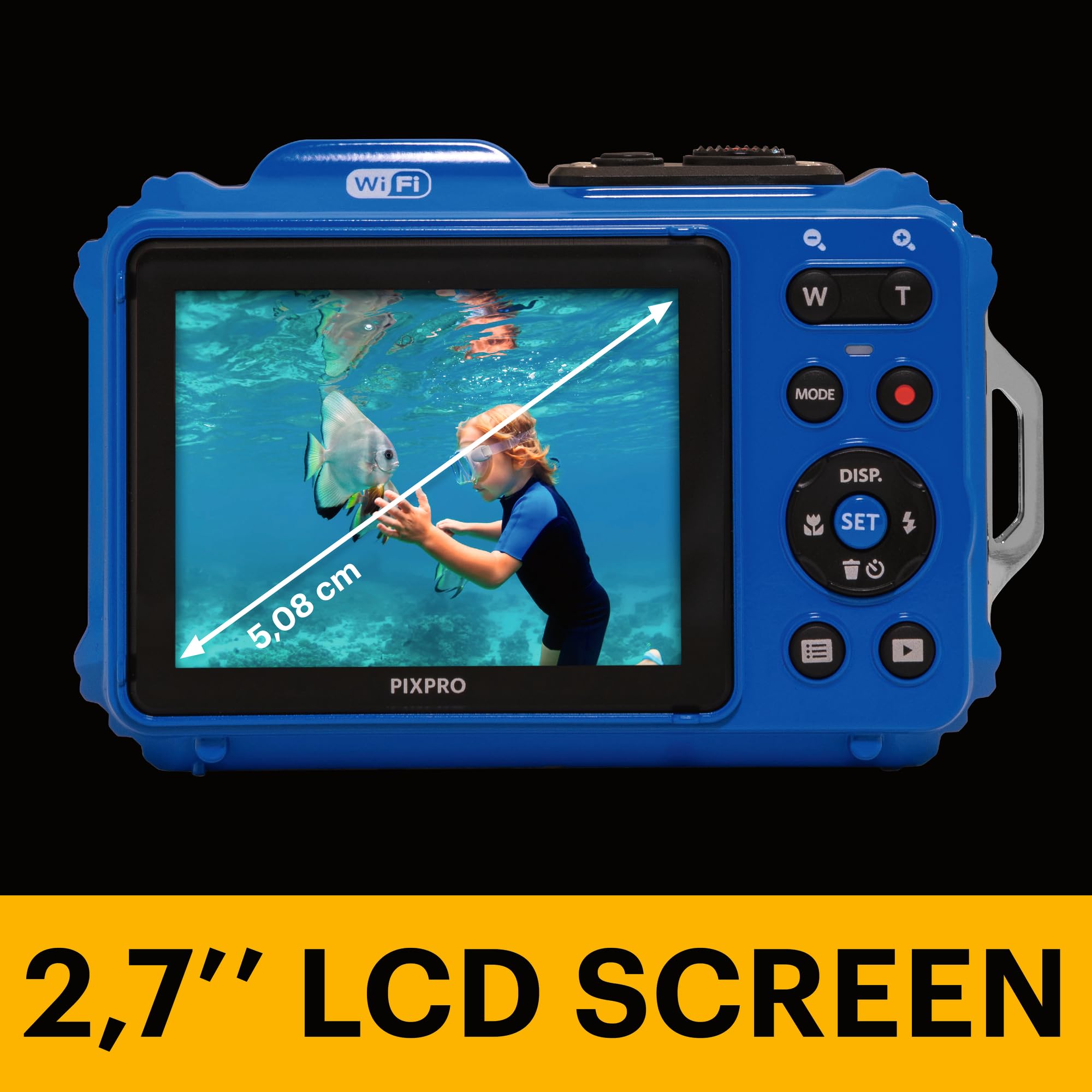 Kodak PIXPRO WPZ2 - Cámara Digital WiFi Resistente al Agua, a Prueba de Polvo, 16 MP, Zoom óptico 4X, 1080P, Full HD, cámara de Video vlogging LCD de 2.7 Pulgadas (Azul)