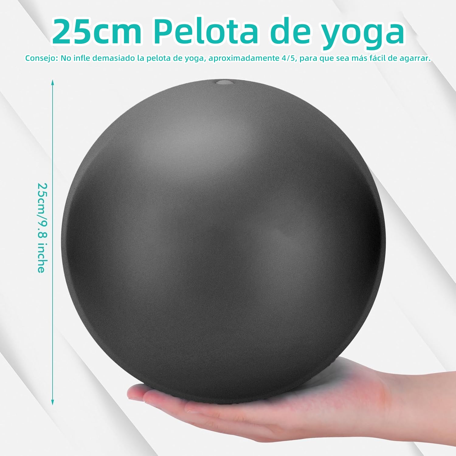 NEWKIBOU Pelota de Pilates (Fitball Anti-Burst) 25cm, 55cm, 65cm, 75cm - Pelota de Ejercicio para Yoga, Embarazo, Abdominales y Ejercicios Básicos - Incluye Bomba de Aire (Negro, 25CM)