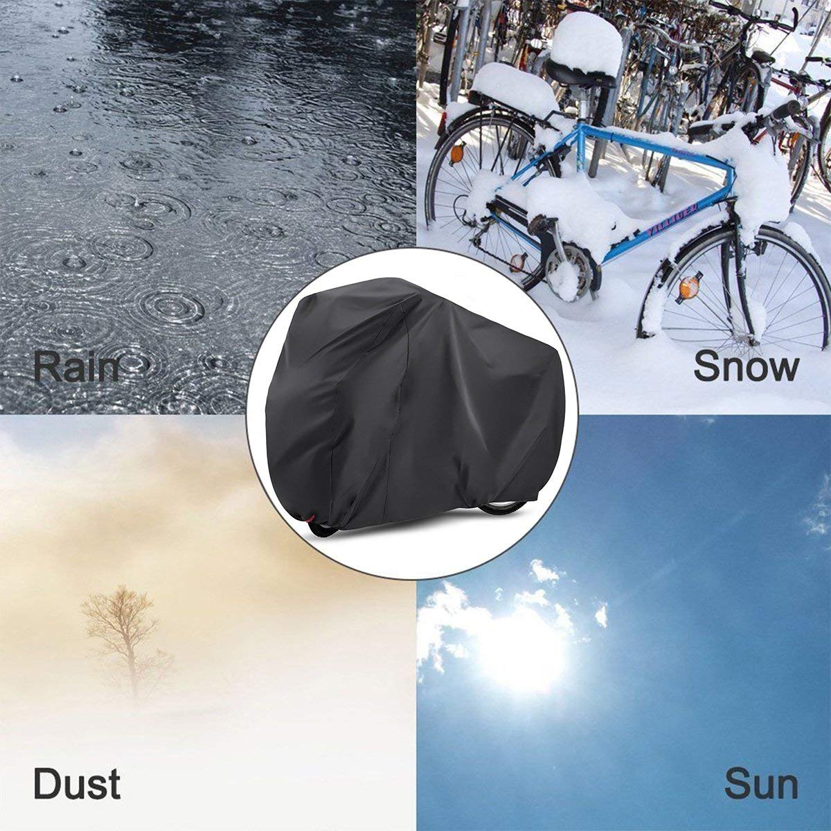 PUBAMALL Funda de Bicicleta - Resistente al Agua y Anti-UV - Cubiertas de Almacenamiento para Bicicletas de montaña y Carretera (Negro)